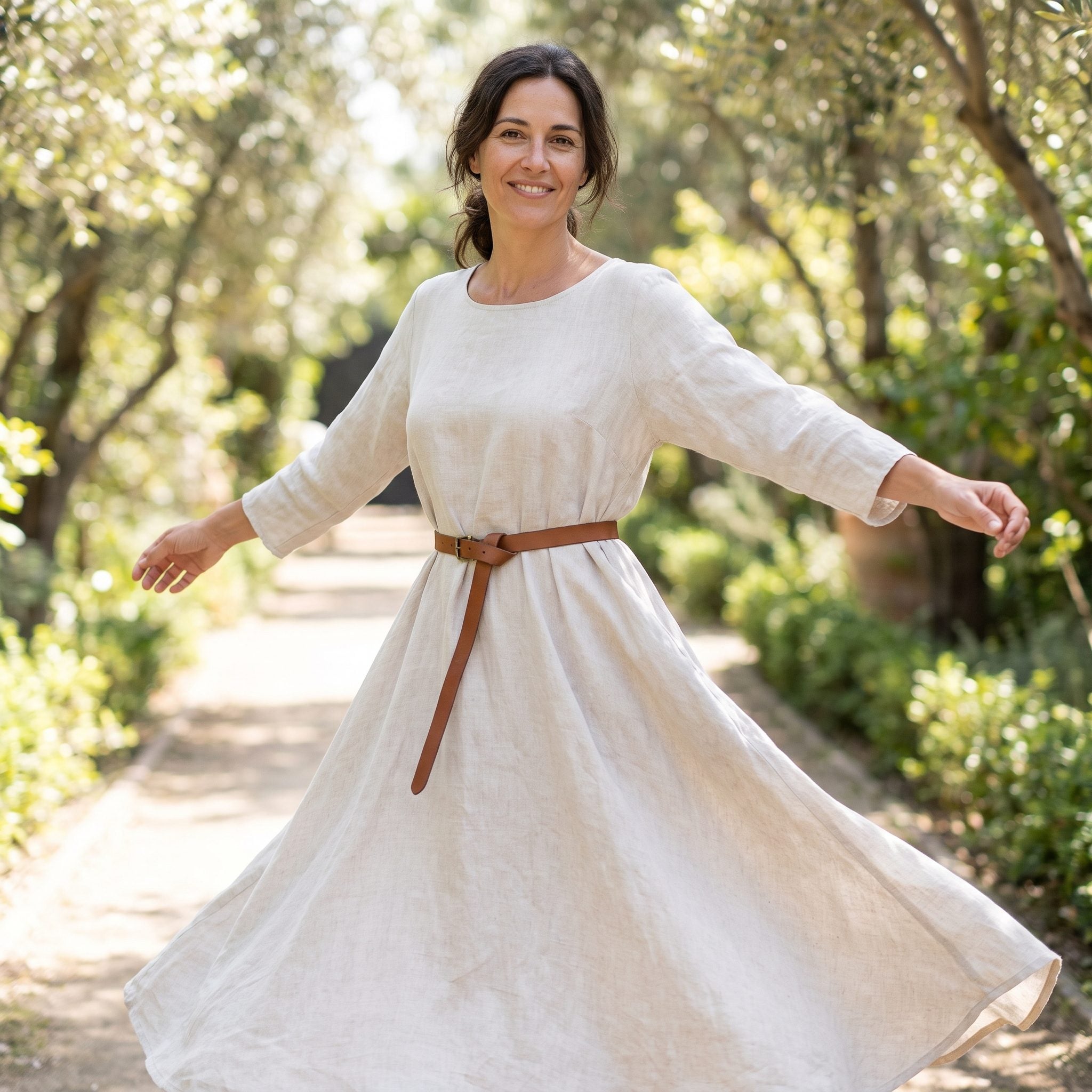 A Slim Belt That Defines a Loose Dress