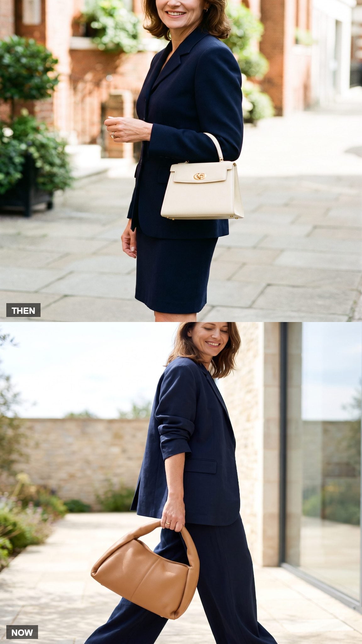 Small Structured Top-Handle Purse → Soft Rounded Top-Handle Bag