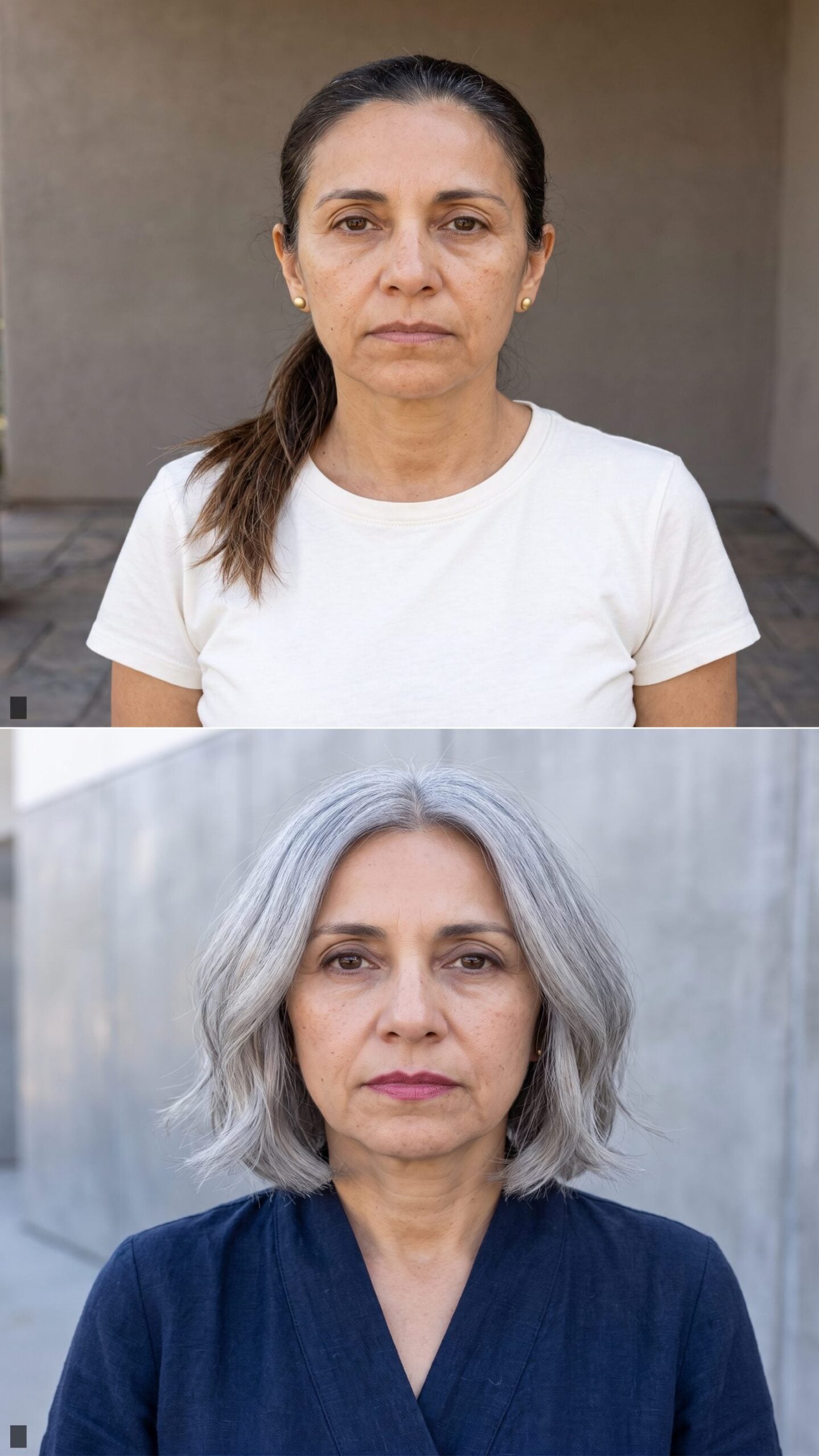 Soft Pewter Grey Bob Grown Out to Its Natural Silver