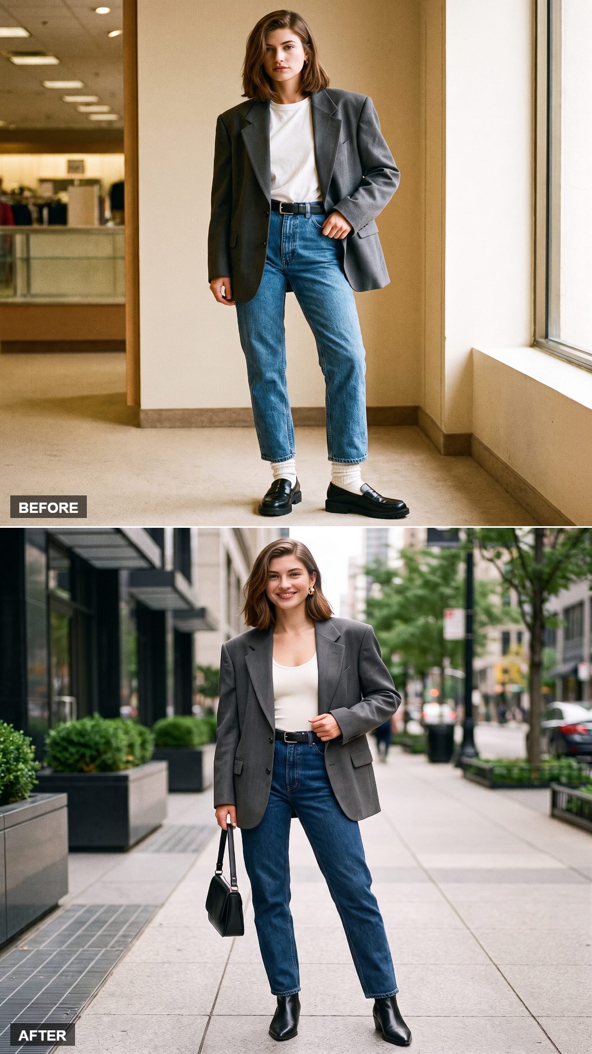 Straight-Leg Denim and a Bodysuit Do the Heavy Lifting