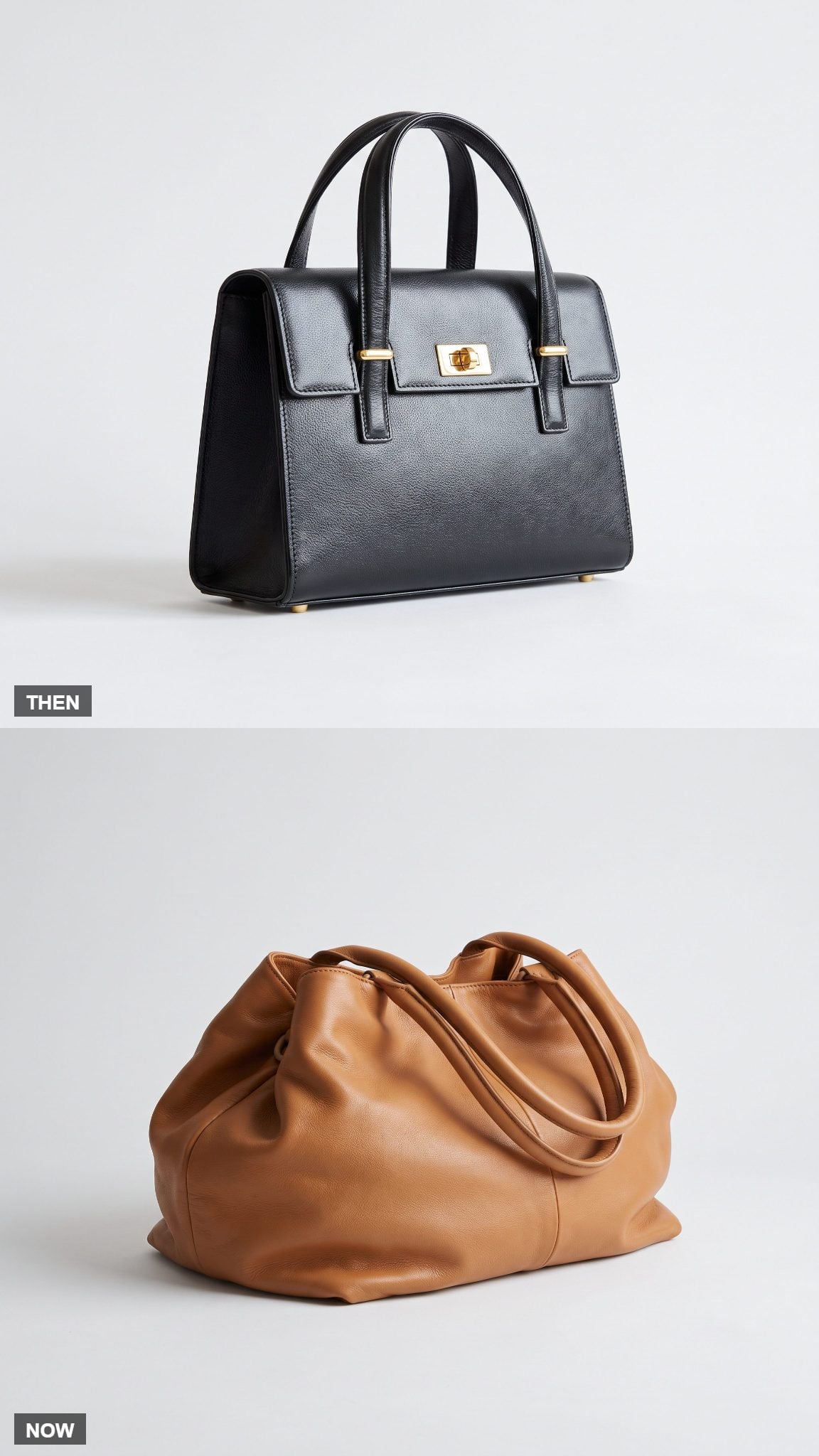 Structured Double-Handle Satchel → Relaxed Double-Handle Carryall