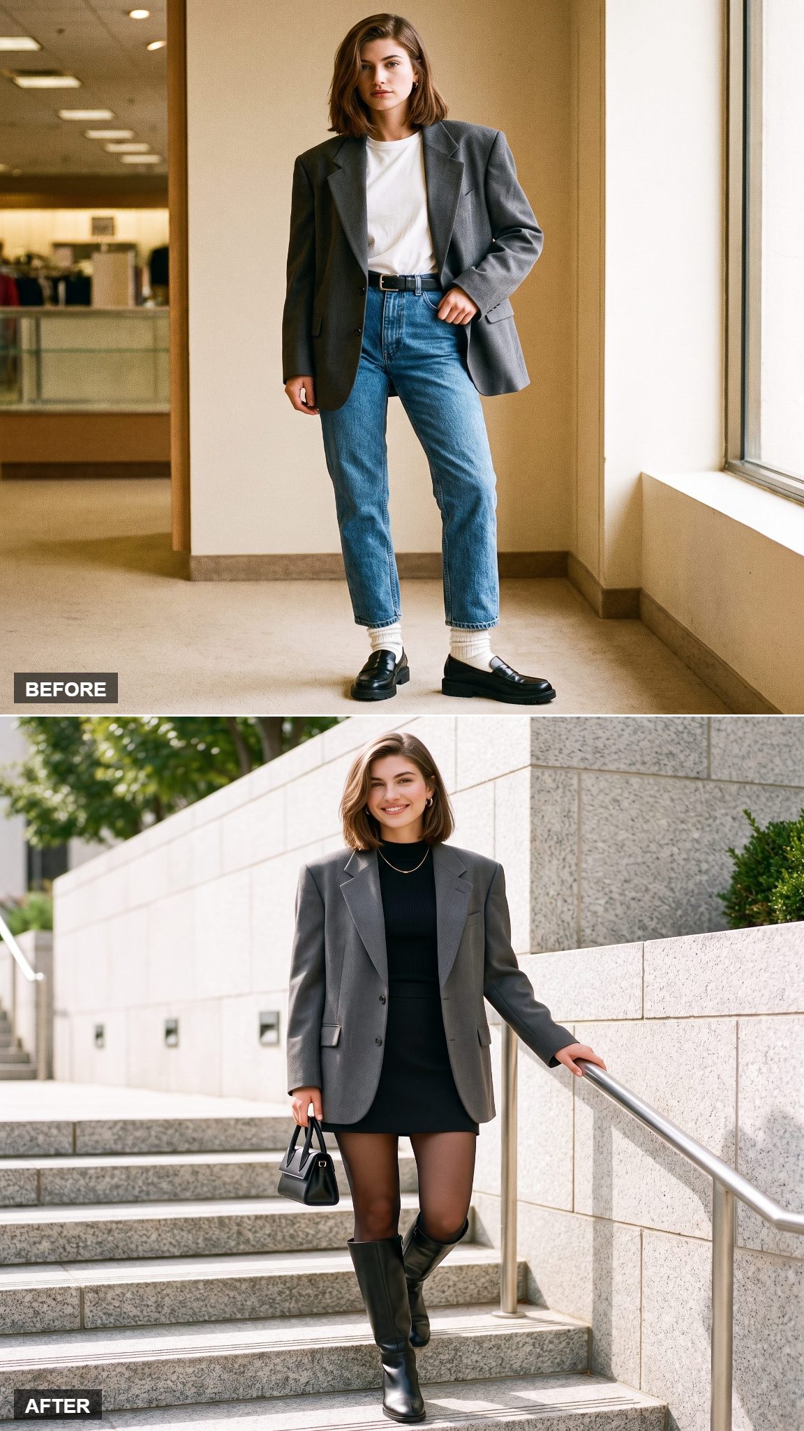 A Tailored Mini and Knee-High Boots Change the Math