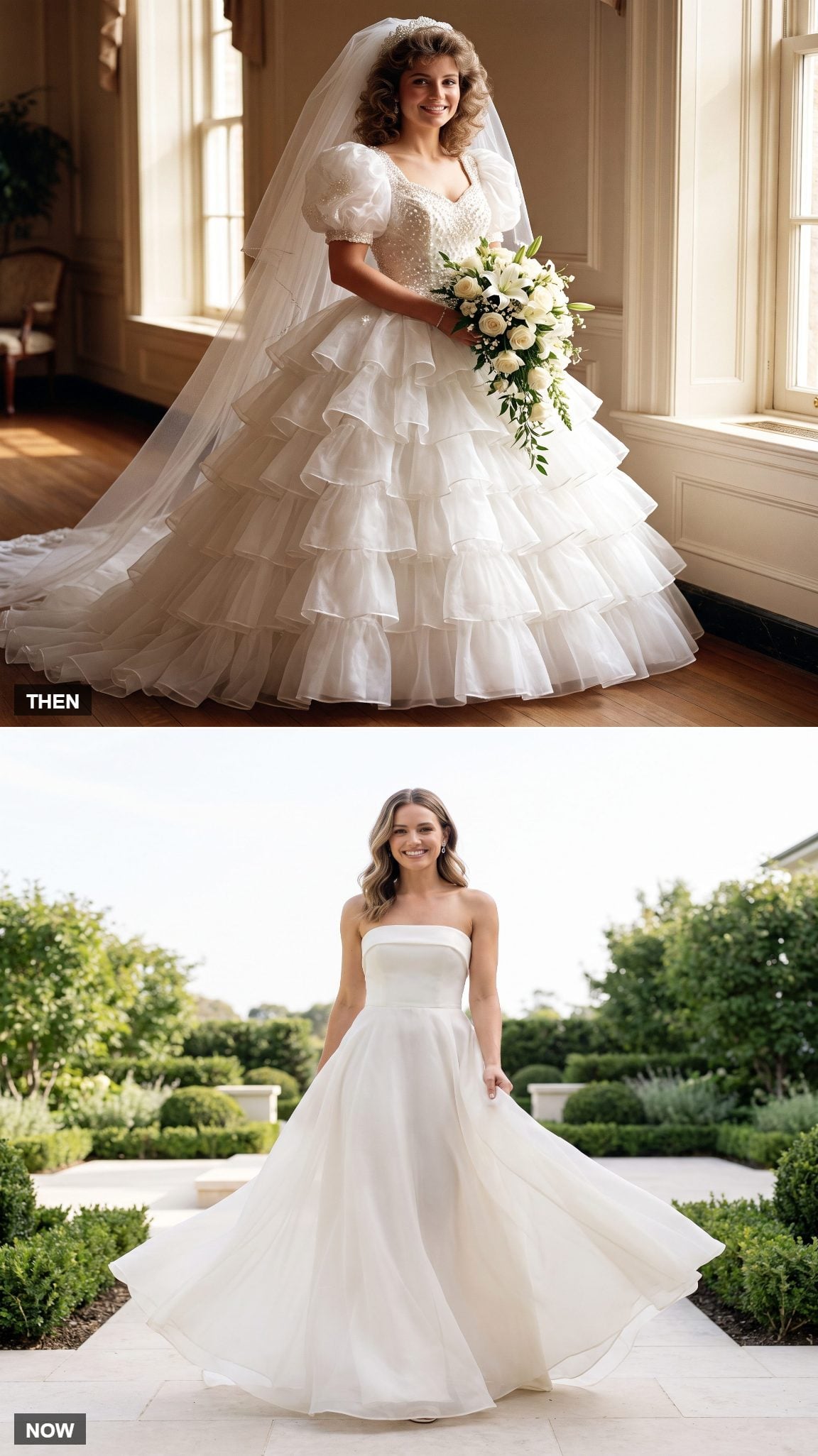 Tiered Organza Ball Gown to Soft Organza A-Line