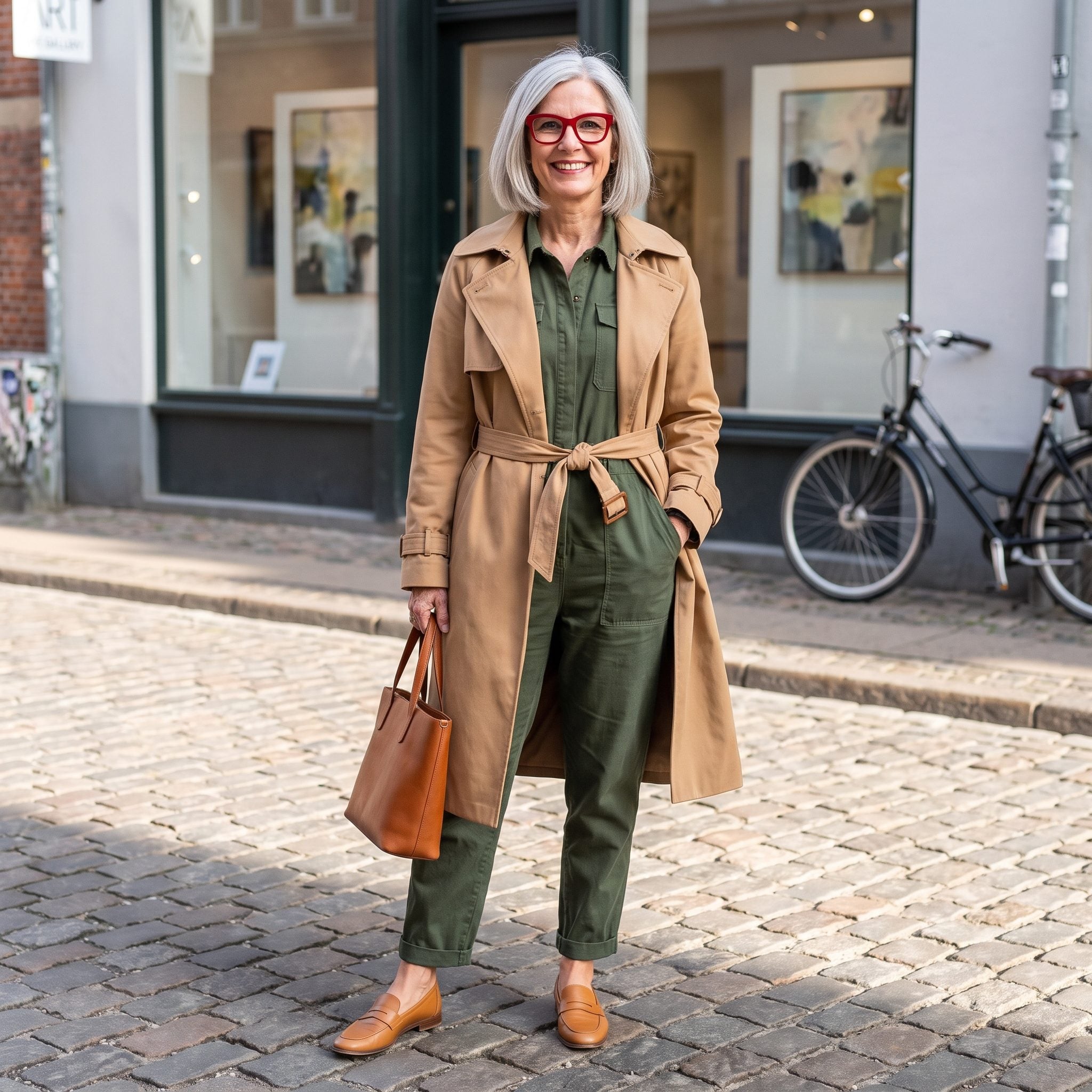 The Trench Tied at the Waist Over a Jumpsuit, One Piece Doing the Job of Three