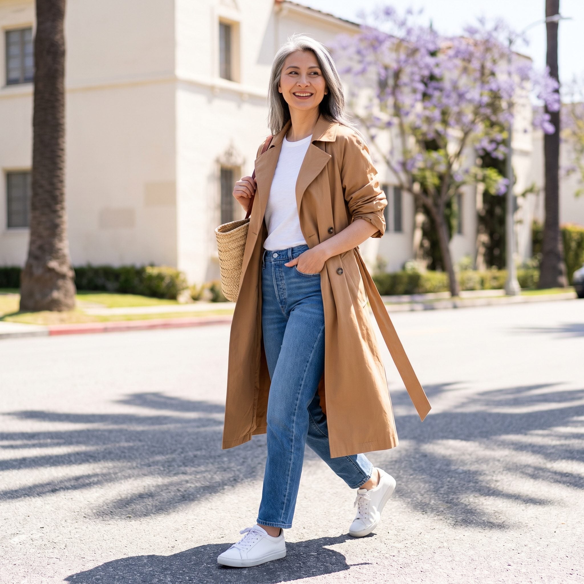 Trench, White Tee, and Straight-Leg Jeans: The Uniform That Refuses to Retire