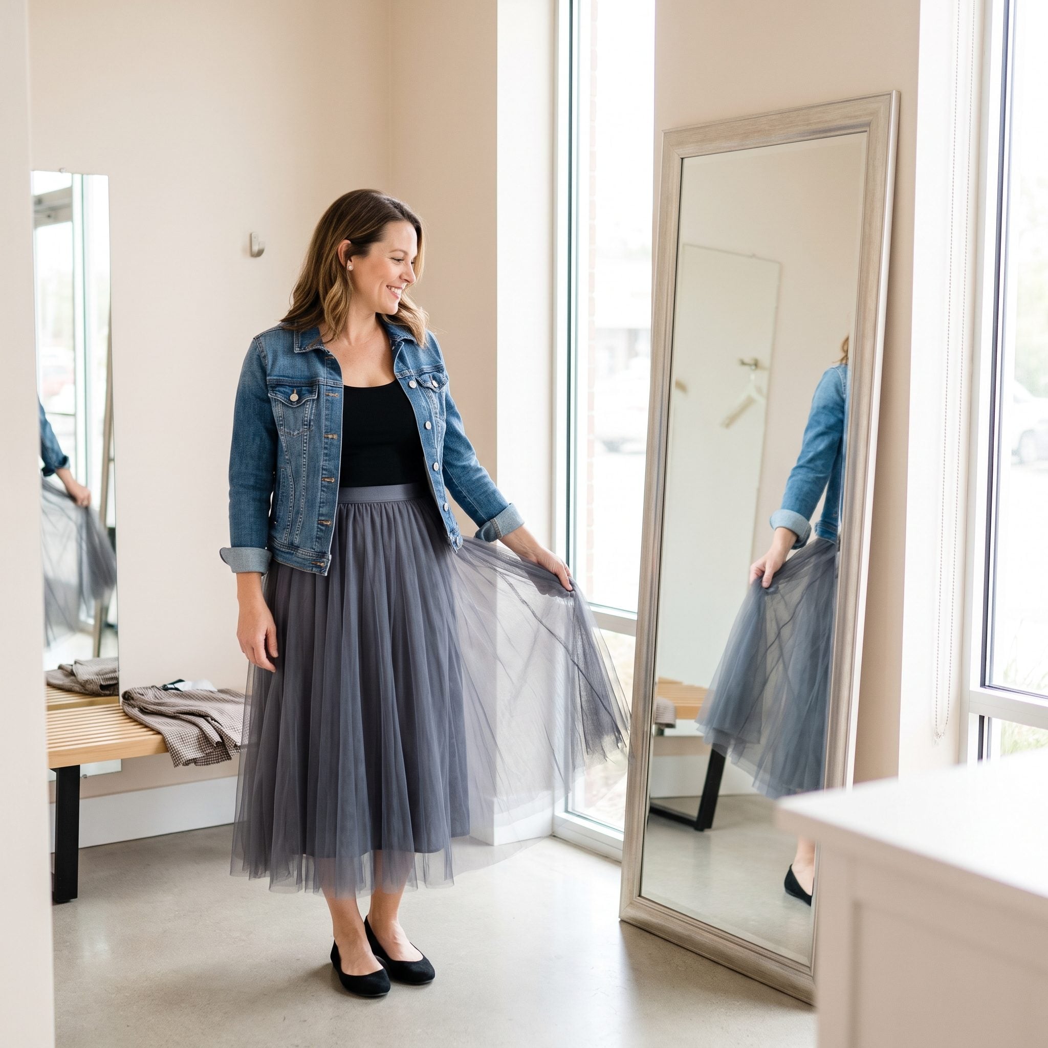 Tulle Skirt + Denim Jacket