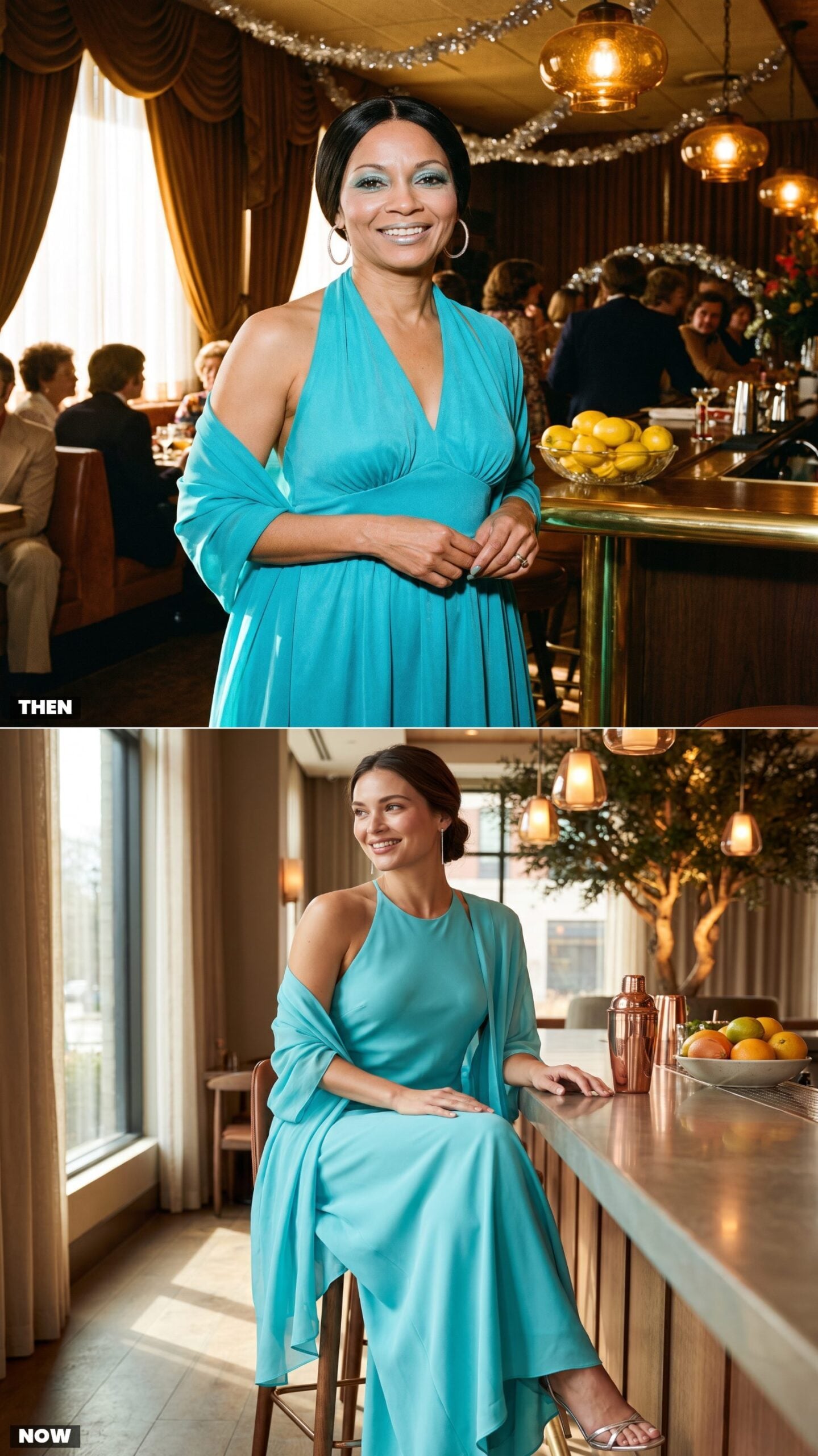 The Turquoise Halter Dress With a Matching Shawl