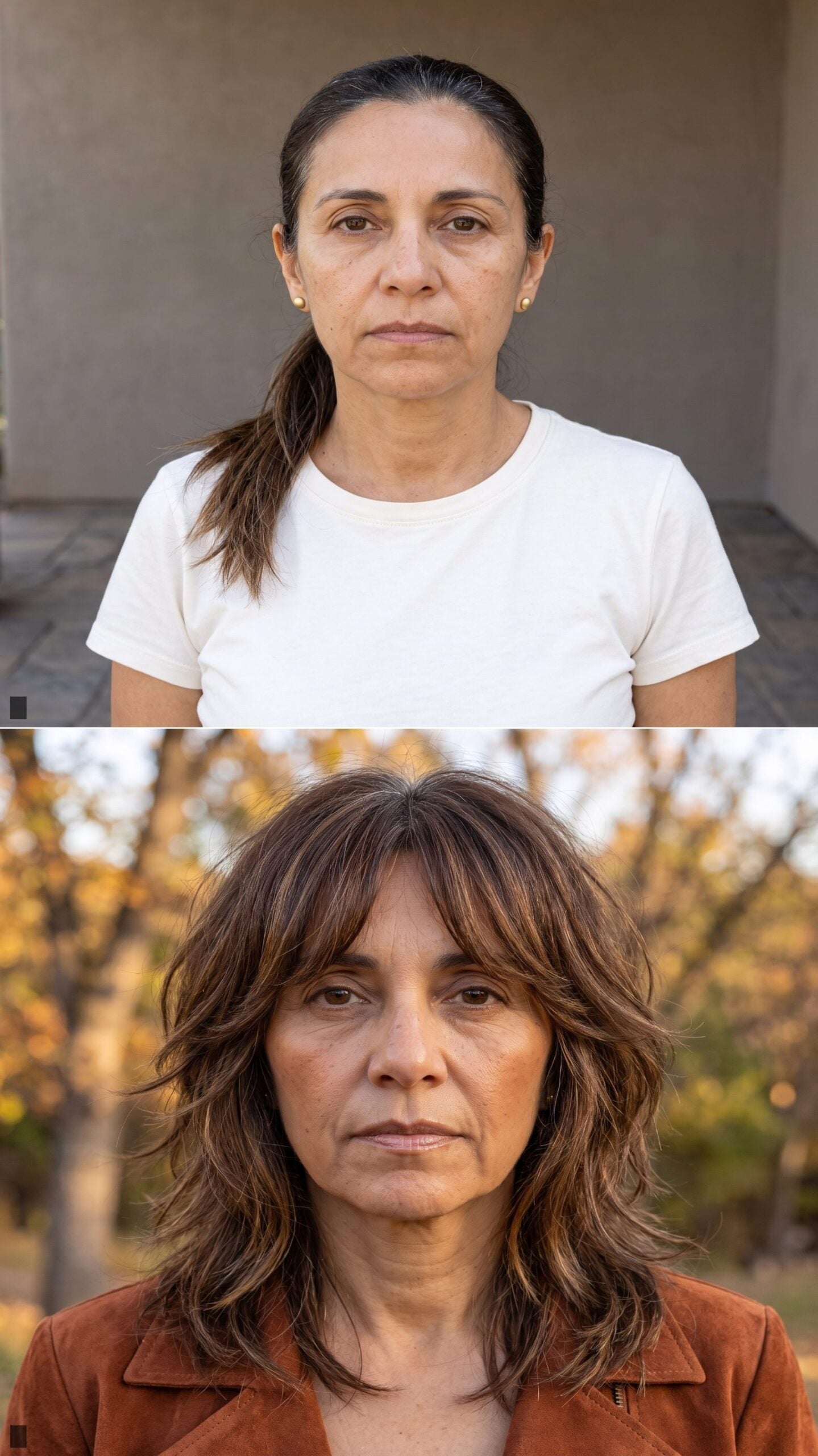 Warm Chestnut Shag with Curtain Bangs and Air-Dried Movement