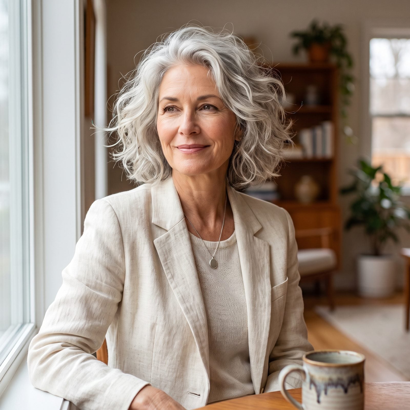 Wash-and-Wear Bob for Naturally Wavy Gray Hair