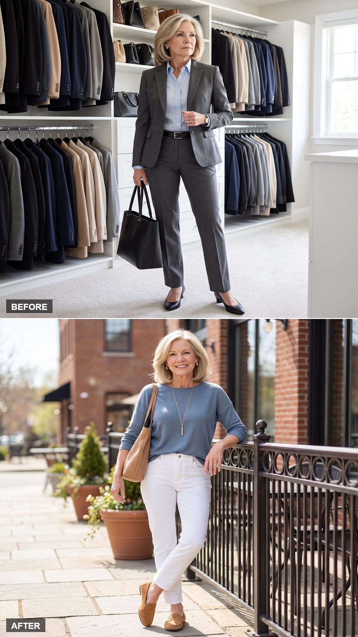 Dusty Blue and White Denim for a Relaxed Weekend