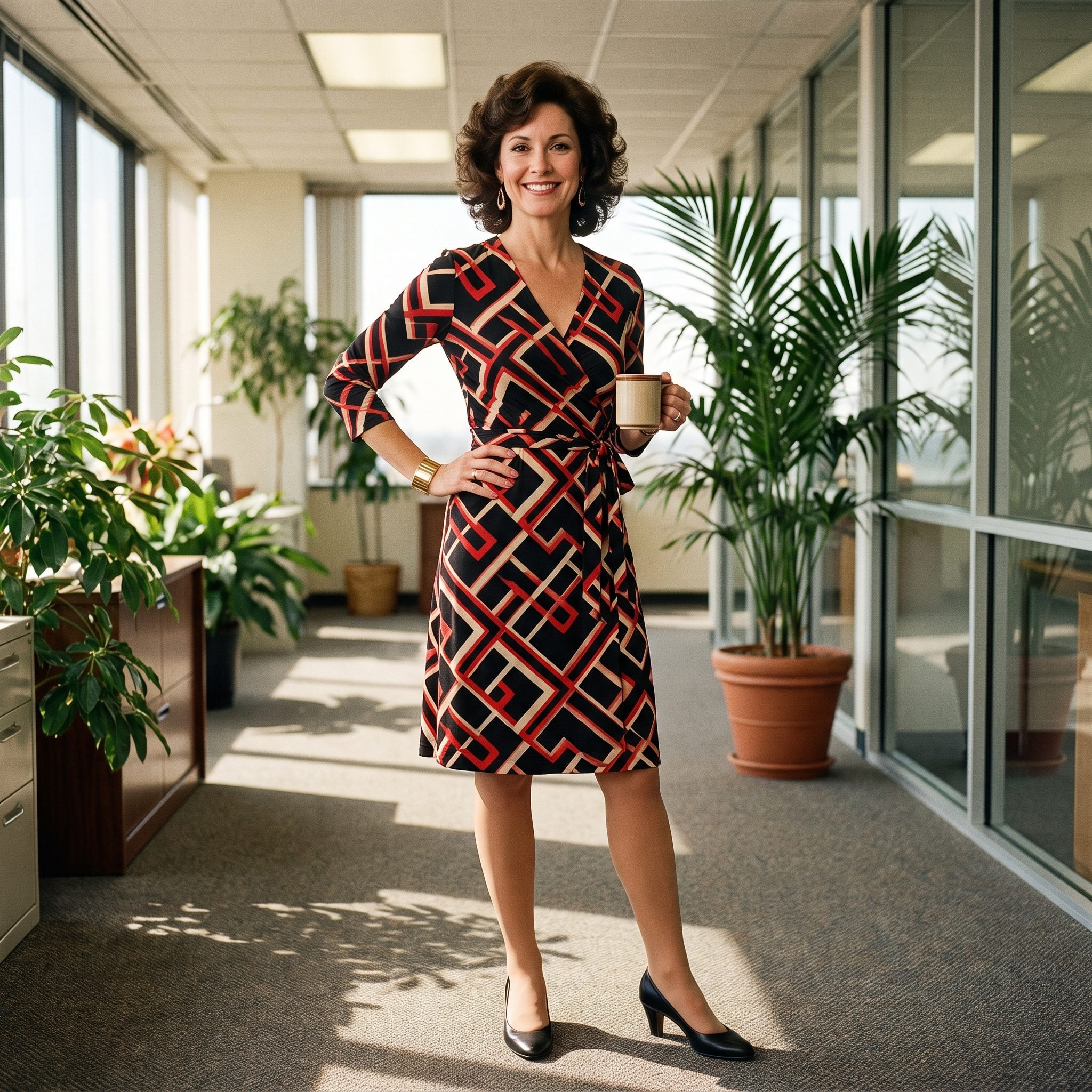 The Wrap Dress in a Bold Geometric Print for Days the Suit Stayed Home