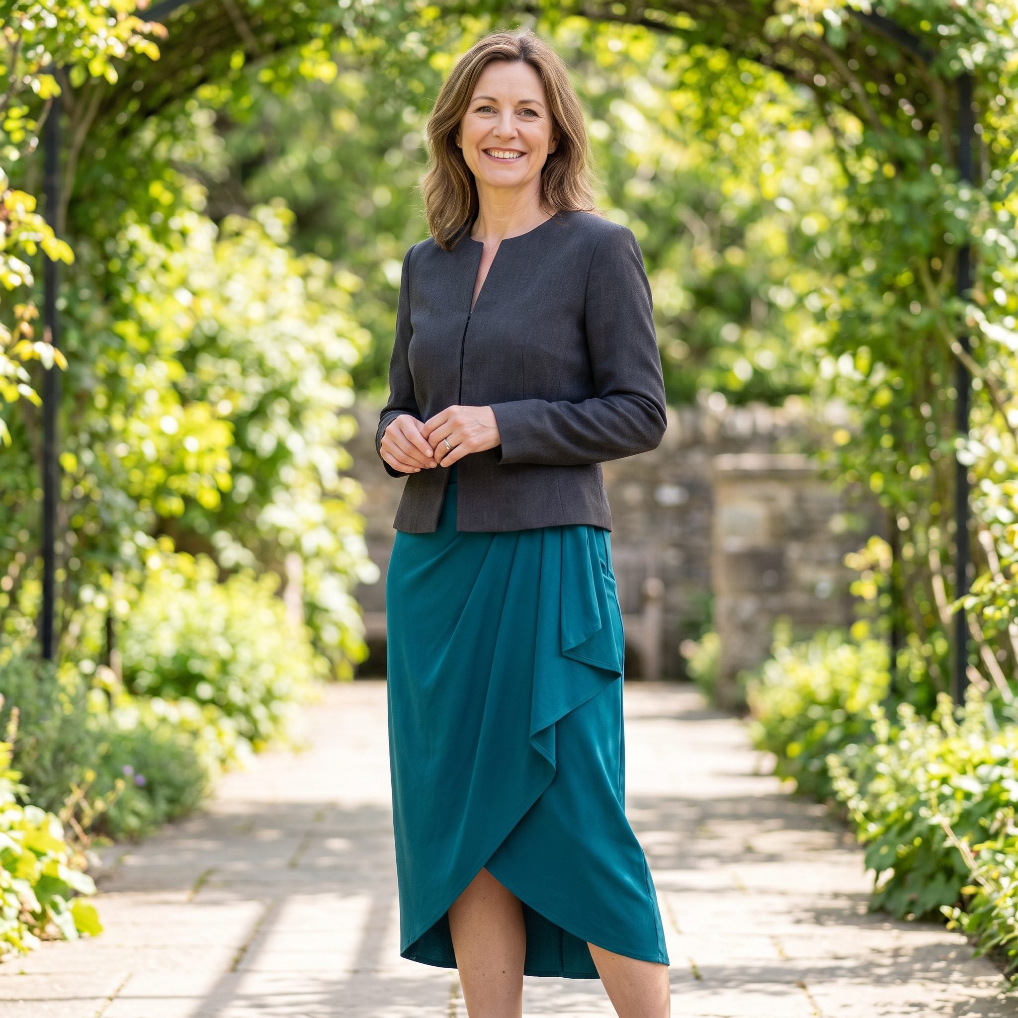 Wrap Midi + Collarless Jacket