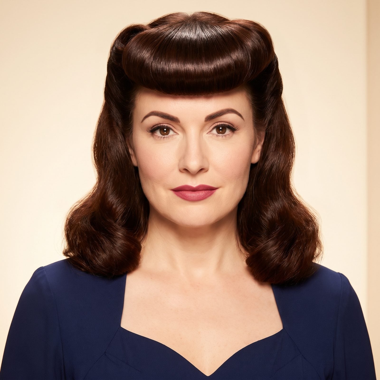 The 1940s Bumper Bangs, A Smooth Front Roll Framed the Face Without Loose Fringe