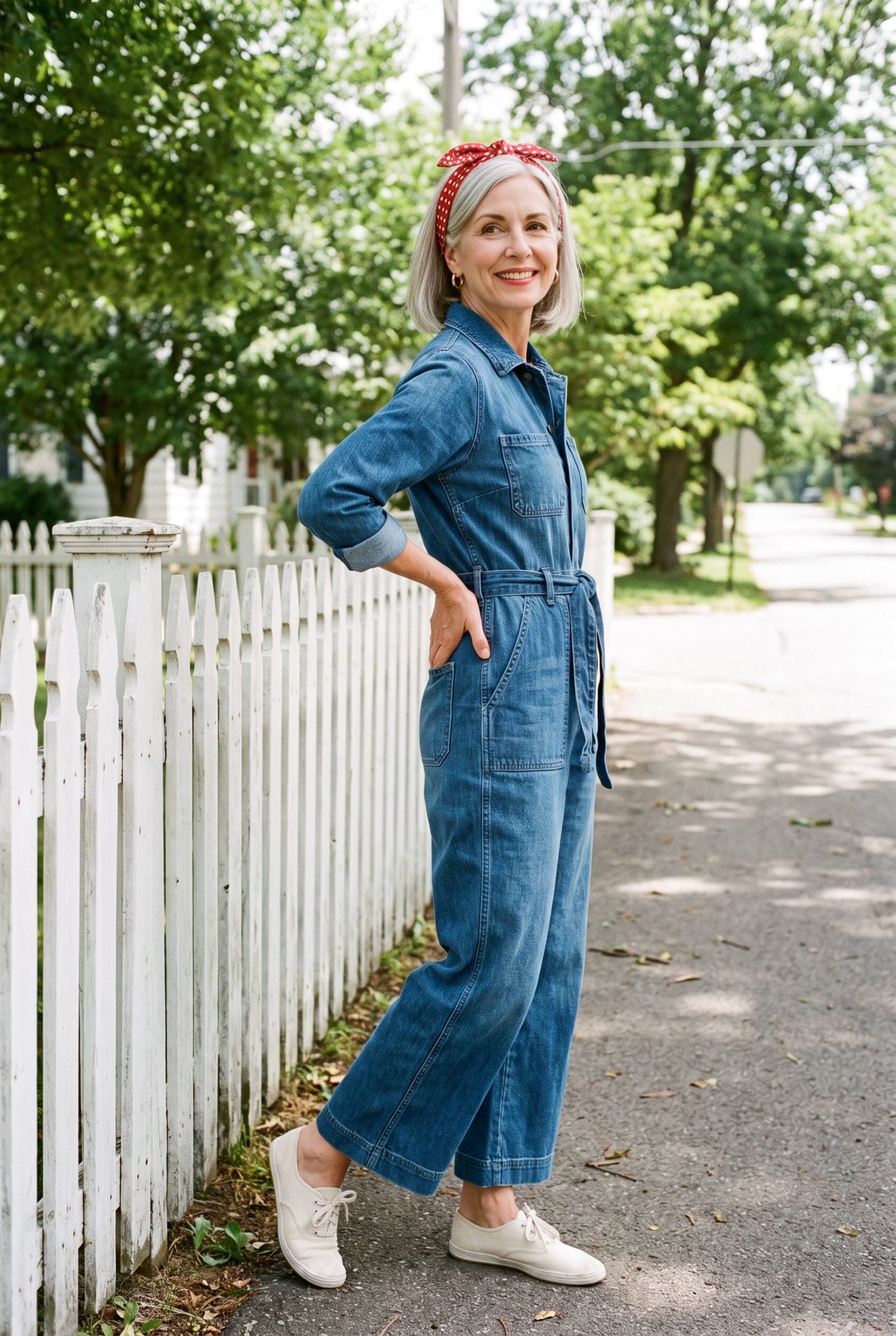 The 1940s Utility Jumpsuit With a Knotted Headscarf