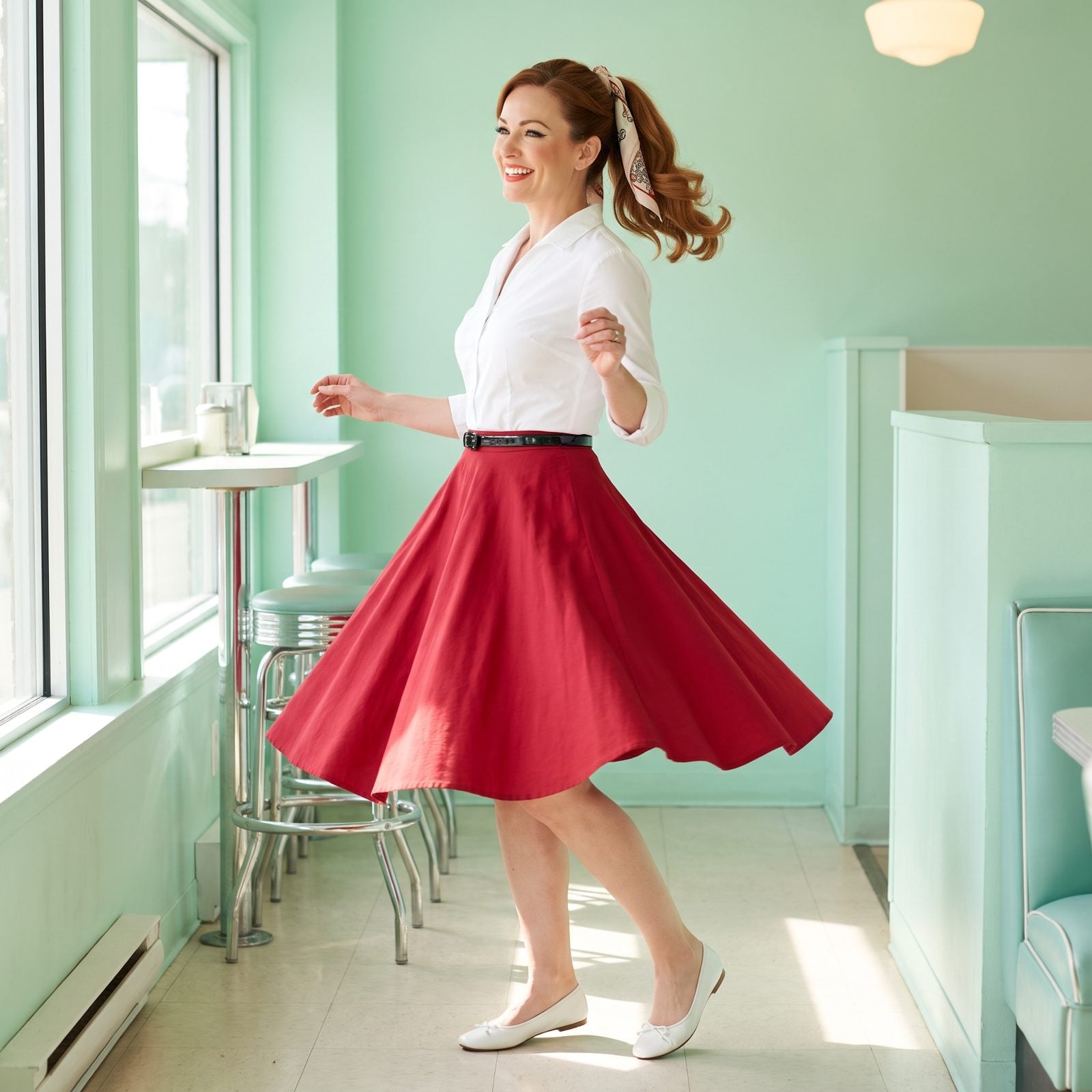 The 1950s High Ponytail With Curled Ends