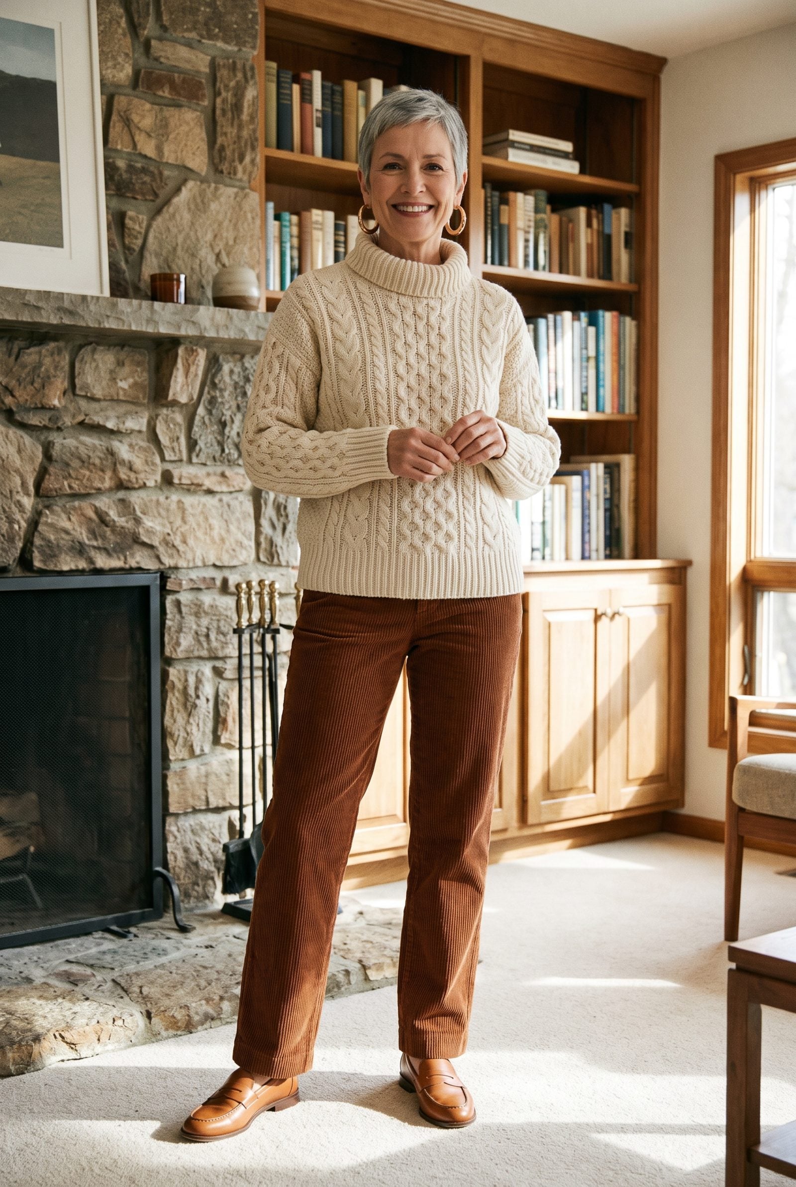 The 1960s Fisherman Sweater With Corduroy Trousers