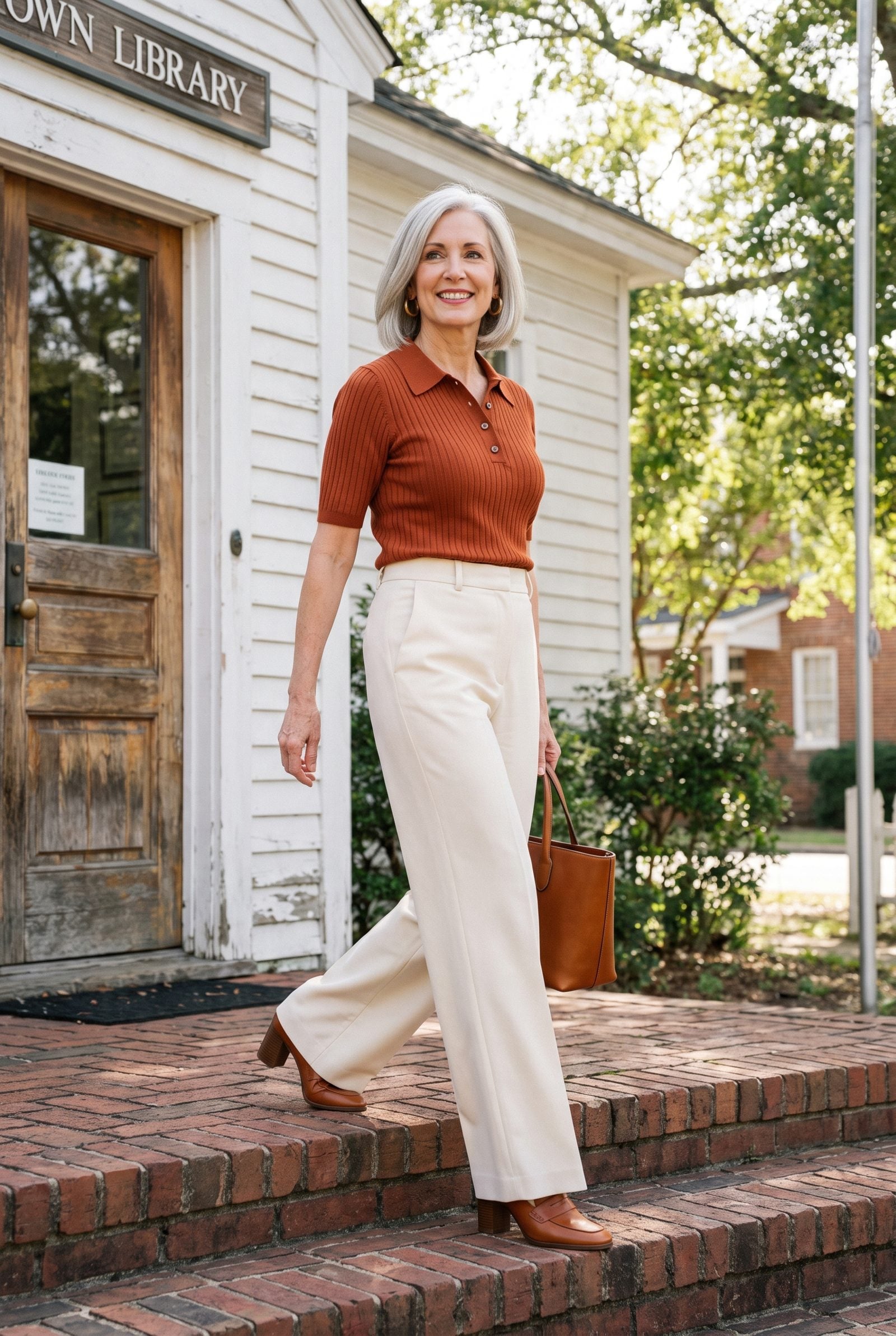 The 1970s Knit Polo With Wide-Leg Trousers