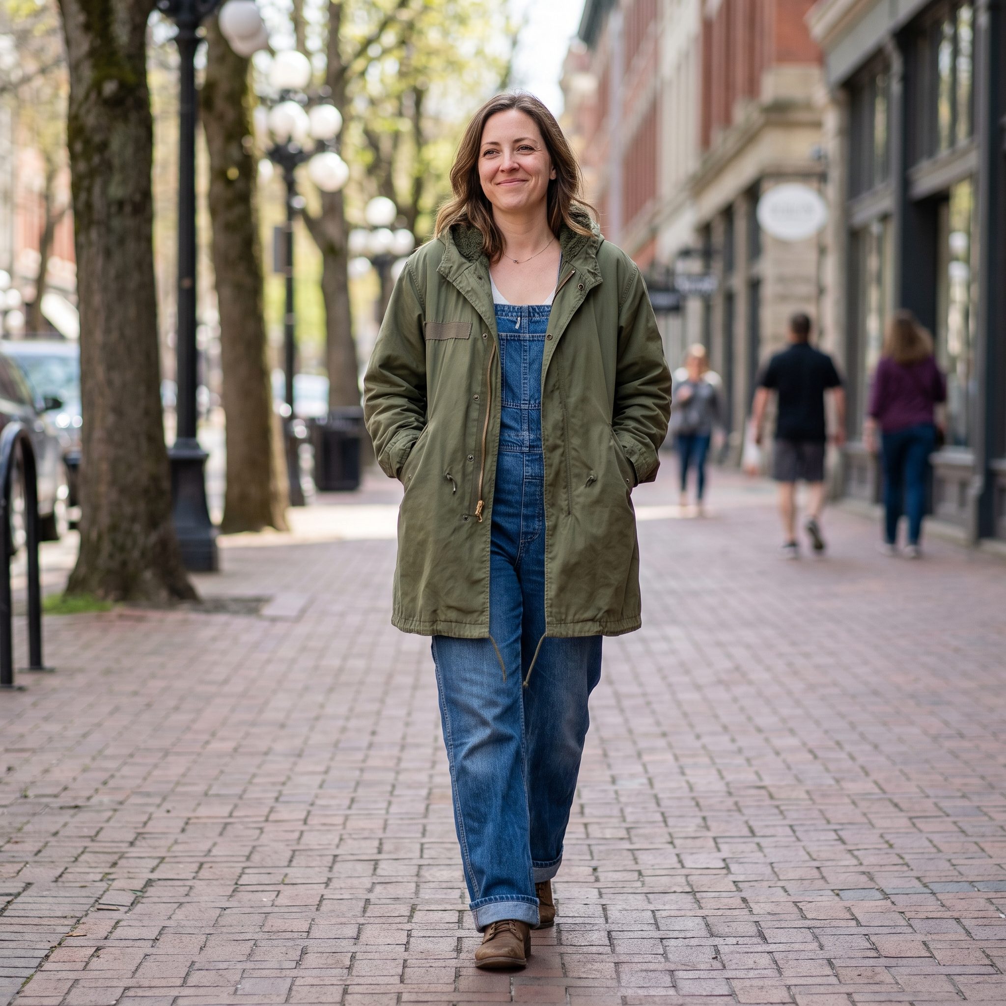 1976: Olive Parka and Denim Overalls