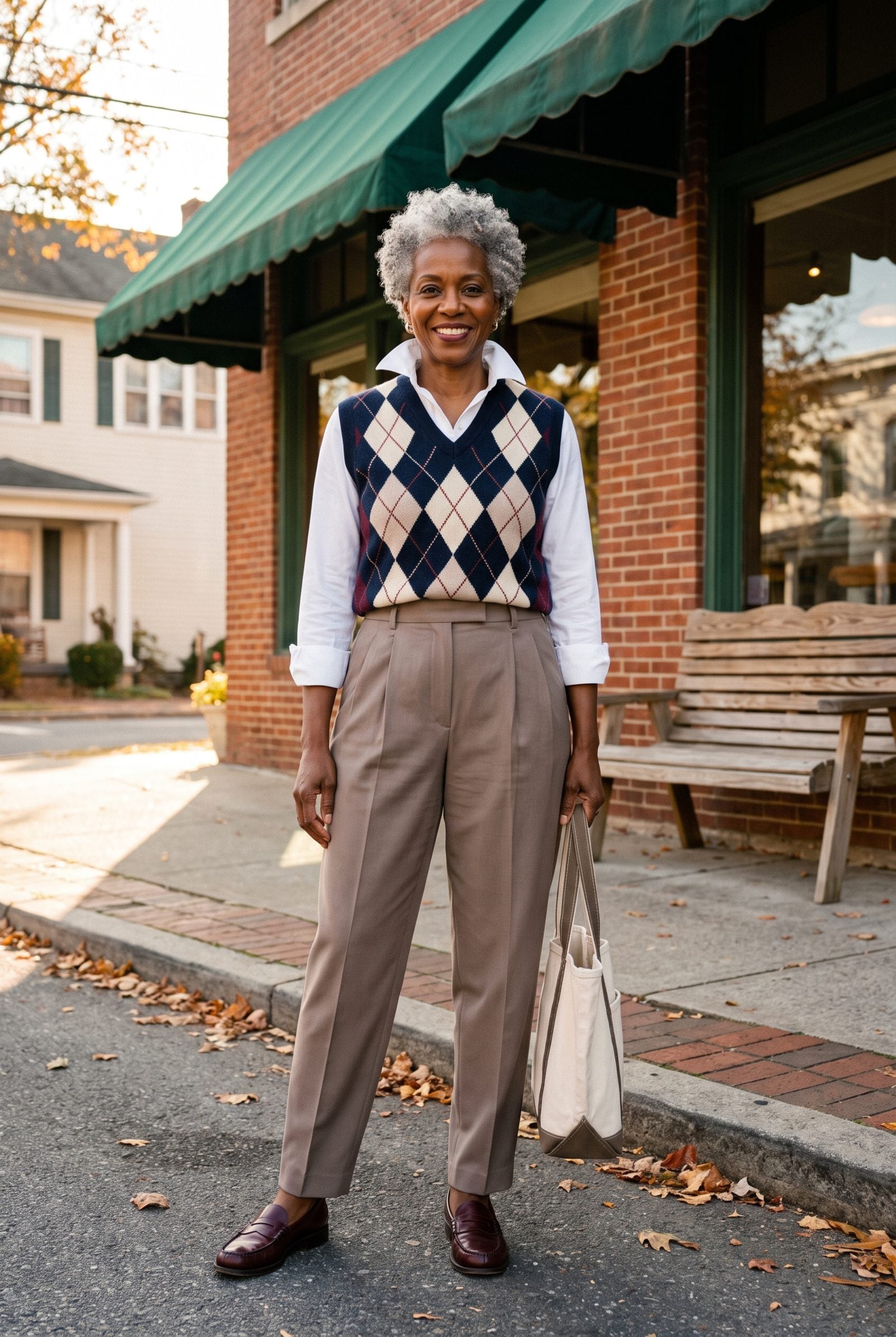 The 1980s Argyle Sweater Vest With Pleated Pants