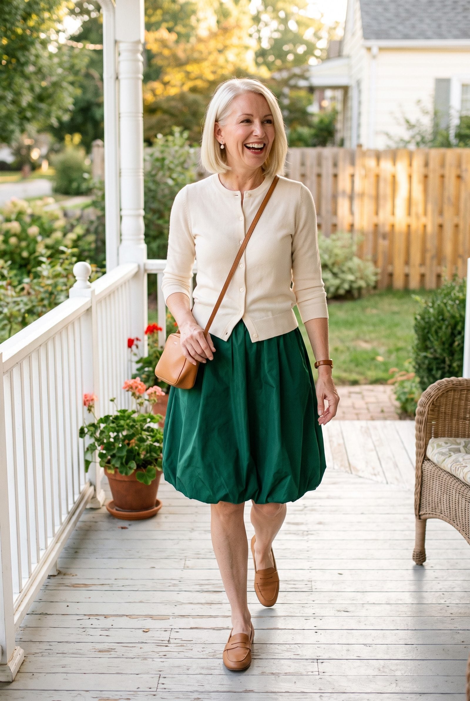 The 1980s Bubble Skirt With a Fitted Cardigan
