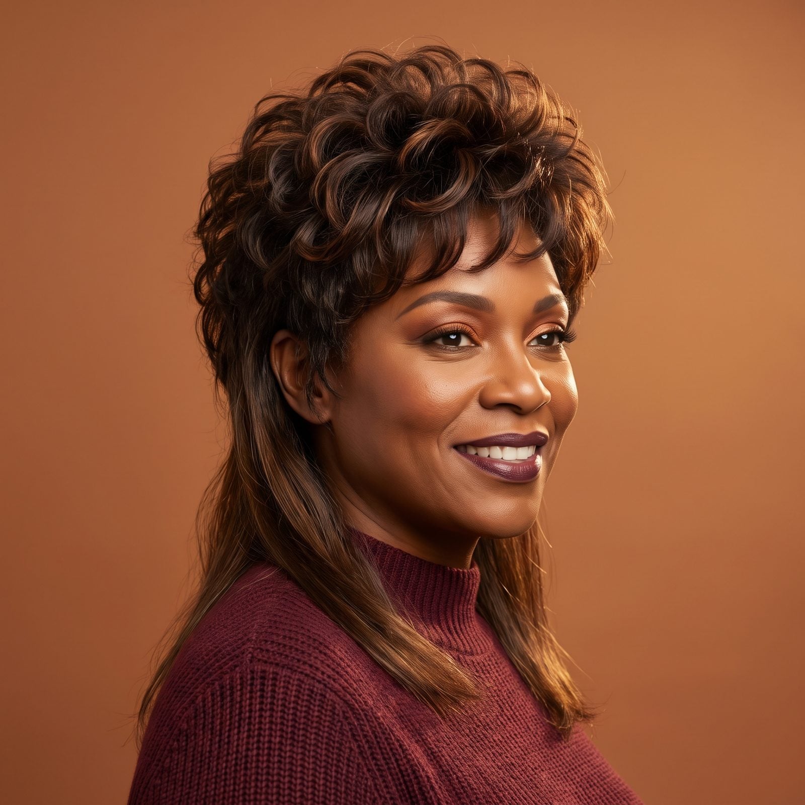 The 1980s Mullet, Short Front Layers and a Long Back Embraced Dramatic Contrast