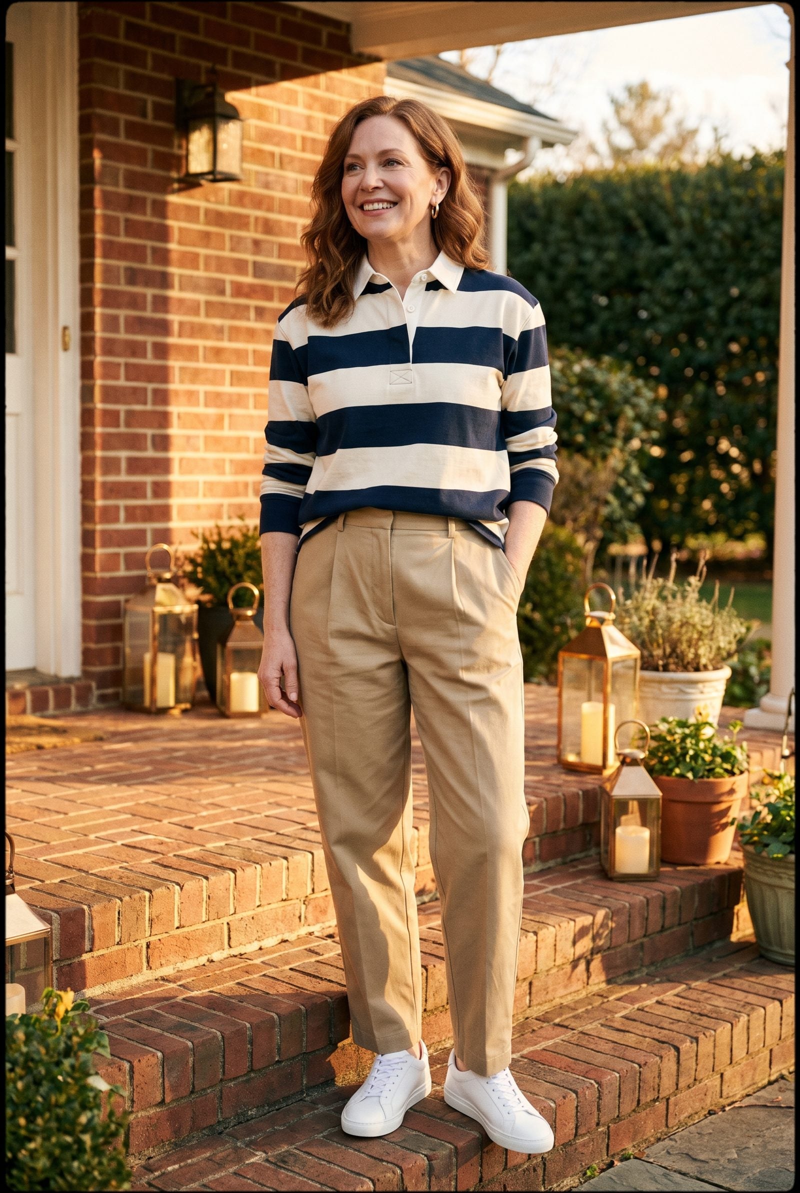 The 1980s Rugby Shirt With Pleated Khaki Trousers