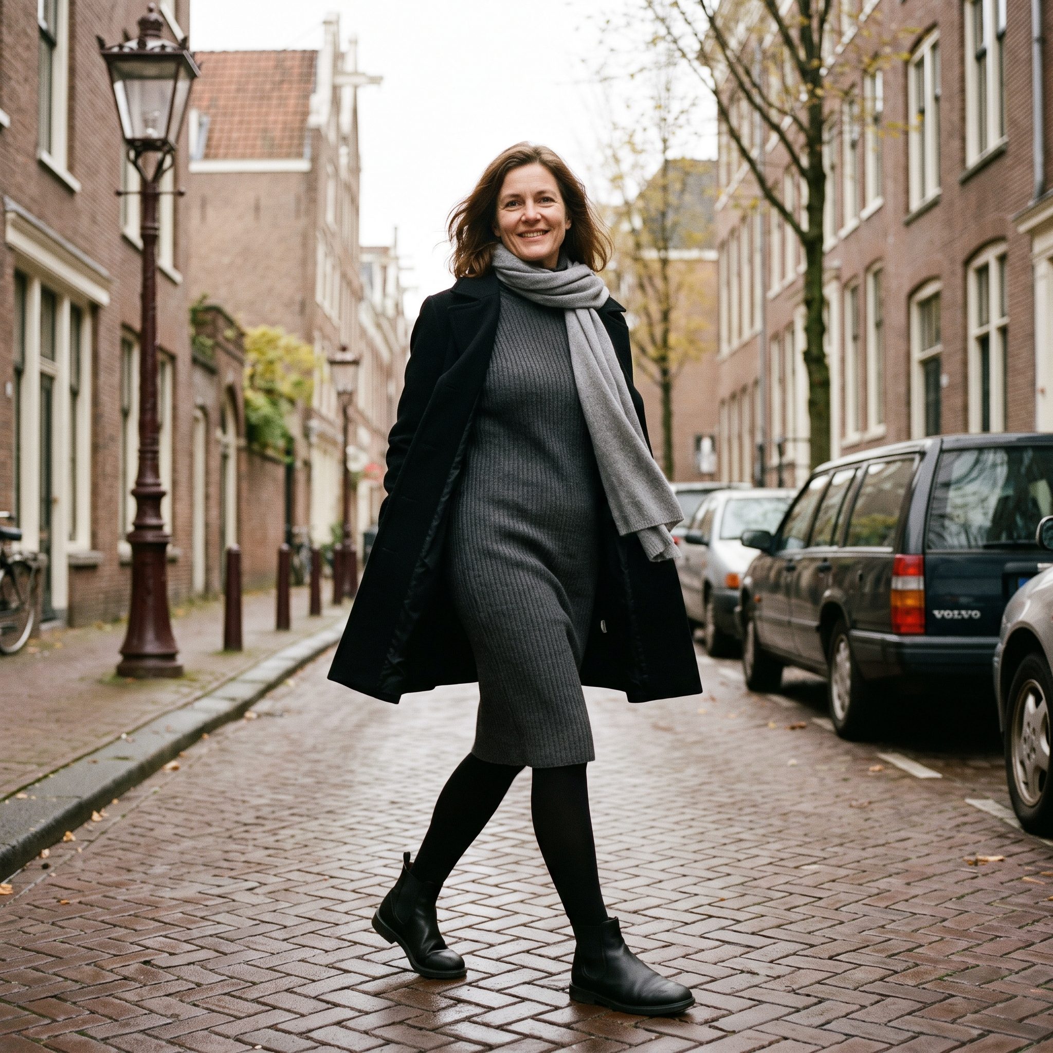 1994: Minimalist Coat and Knit Column Dress