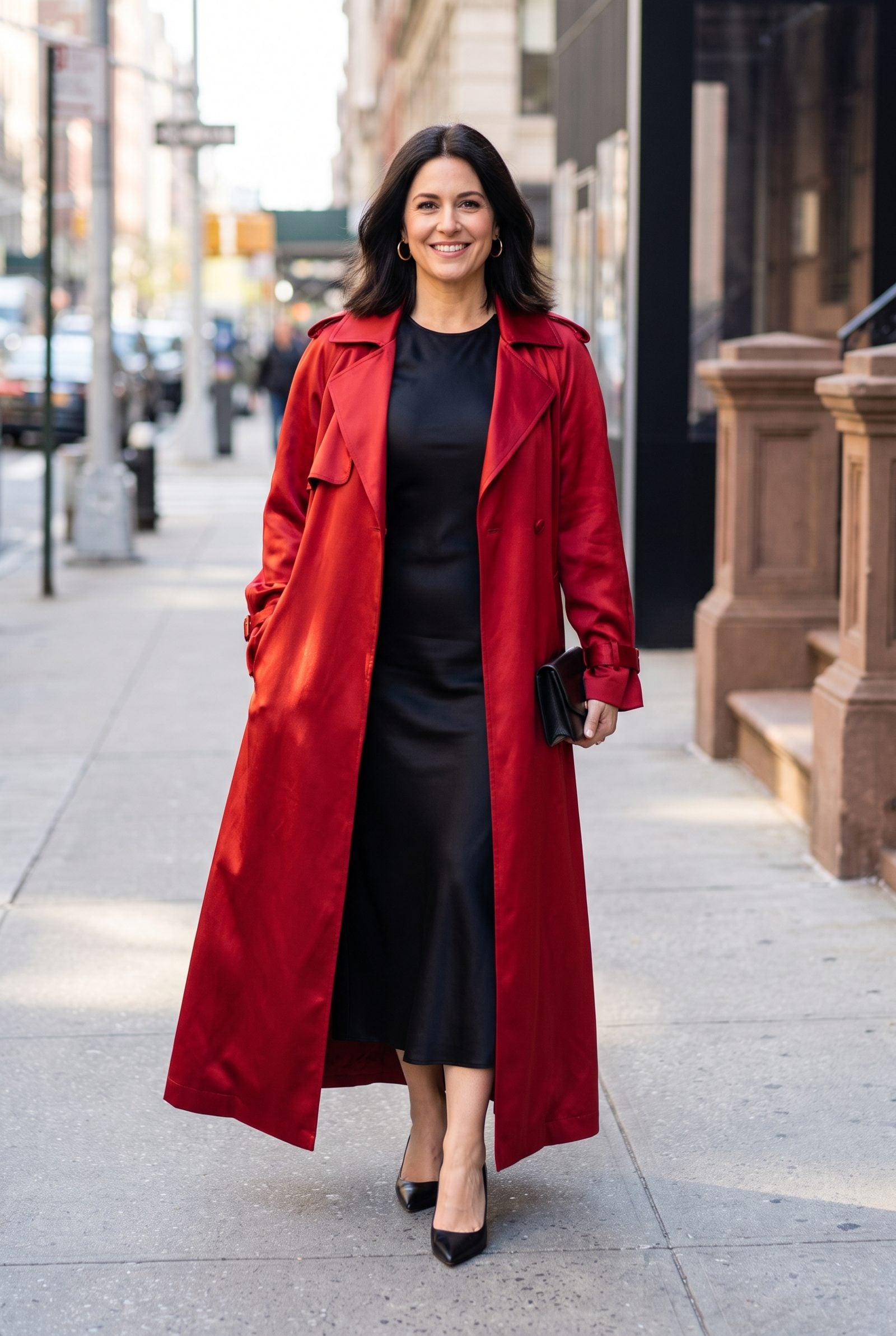 Add a Dramatic Red Satin Coat
