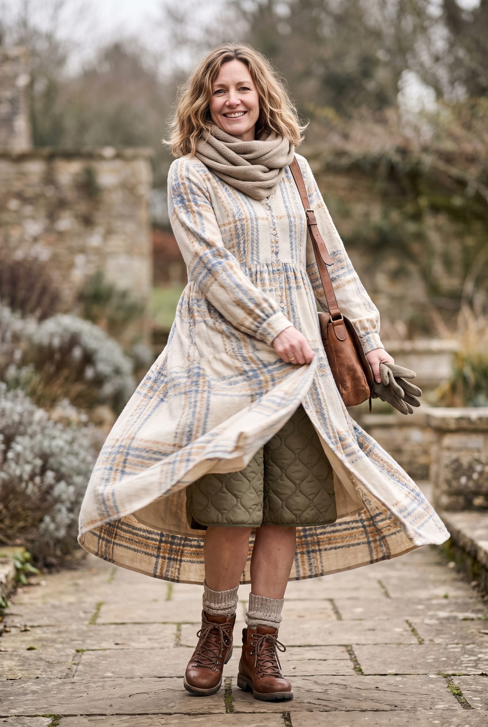 Add Insulated Shorts Beneath a Flowing Winter Dress