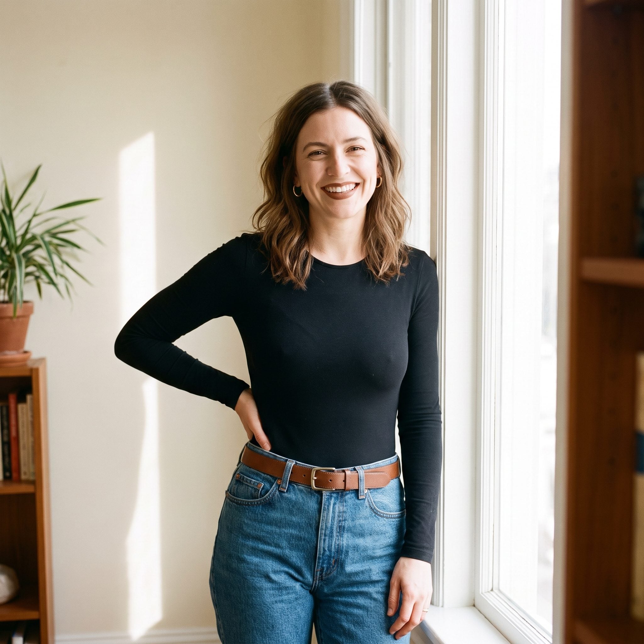 The Black Stretch Bodysuit That Snapped Shut and Stayed Tucked All Day