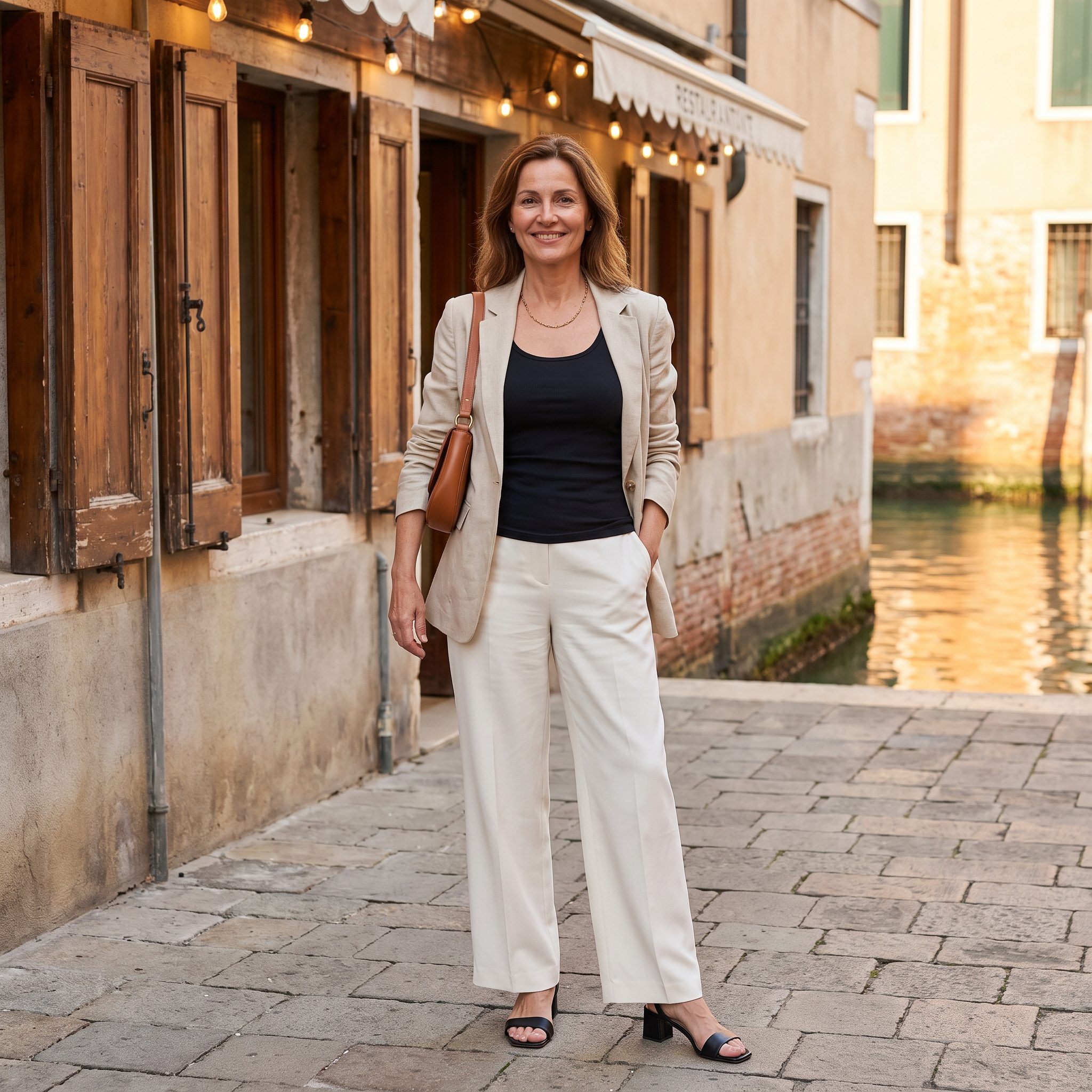 The Black Tank With Wide-Leg Tailoring