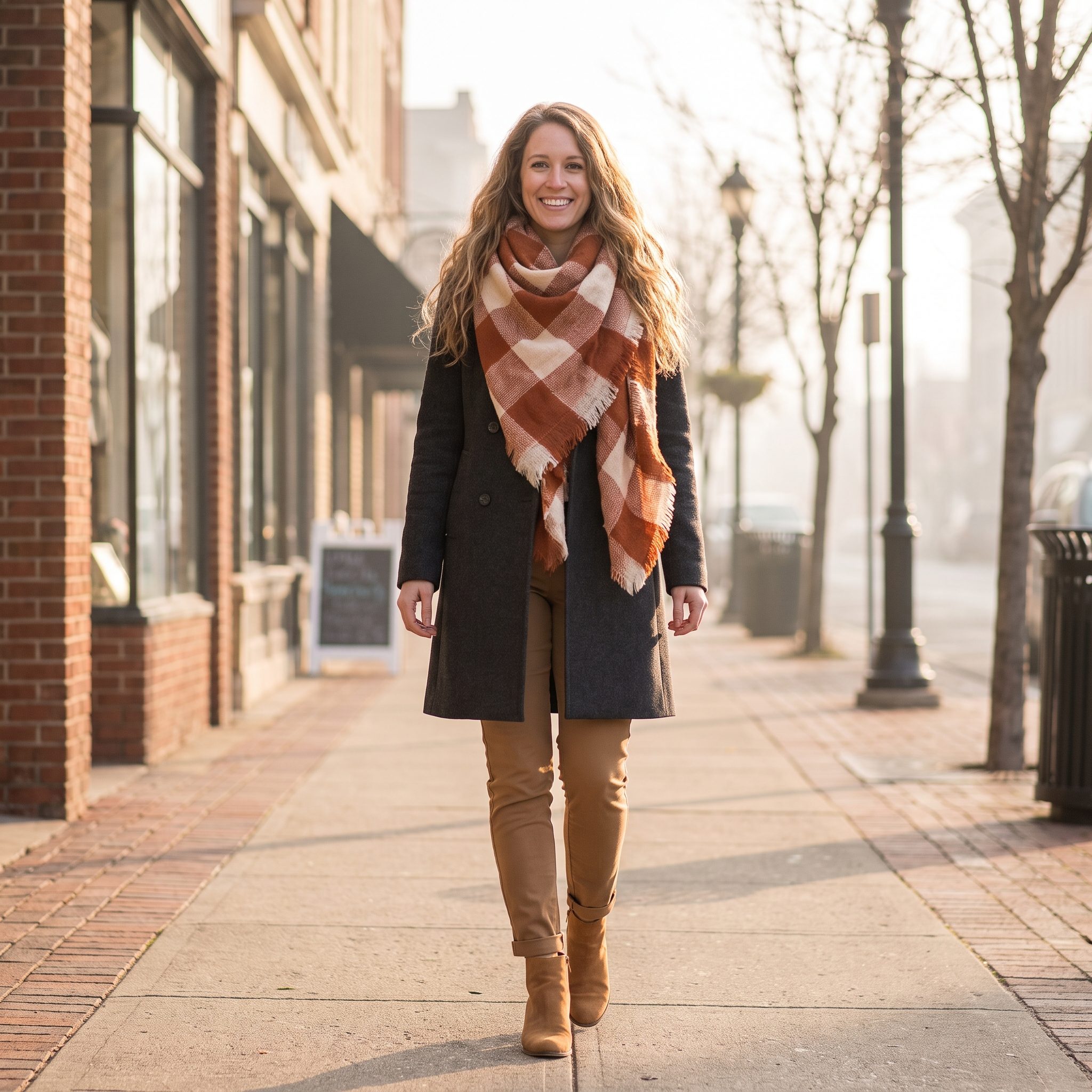 Blanket Scarf and Camel Trousers, 2012
