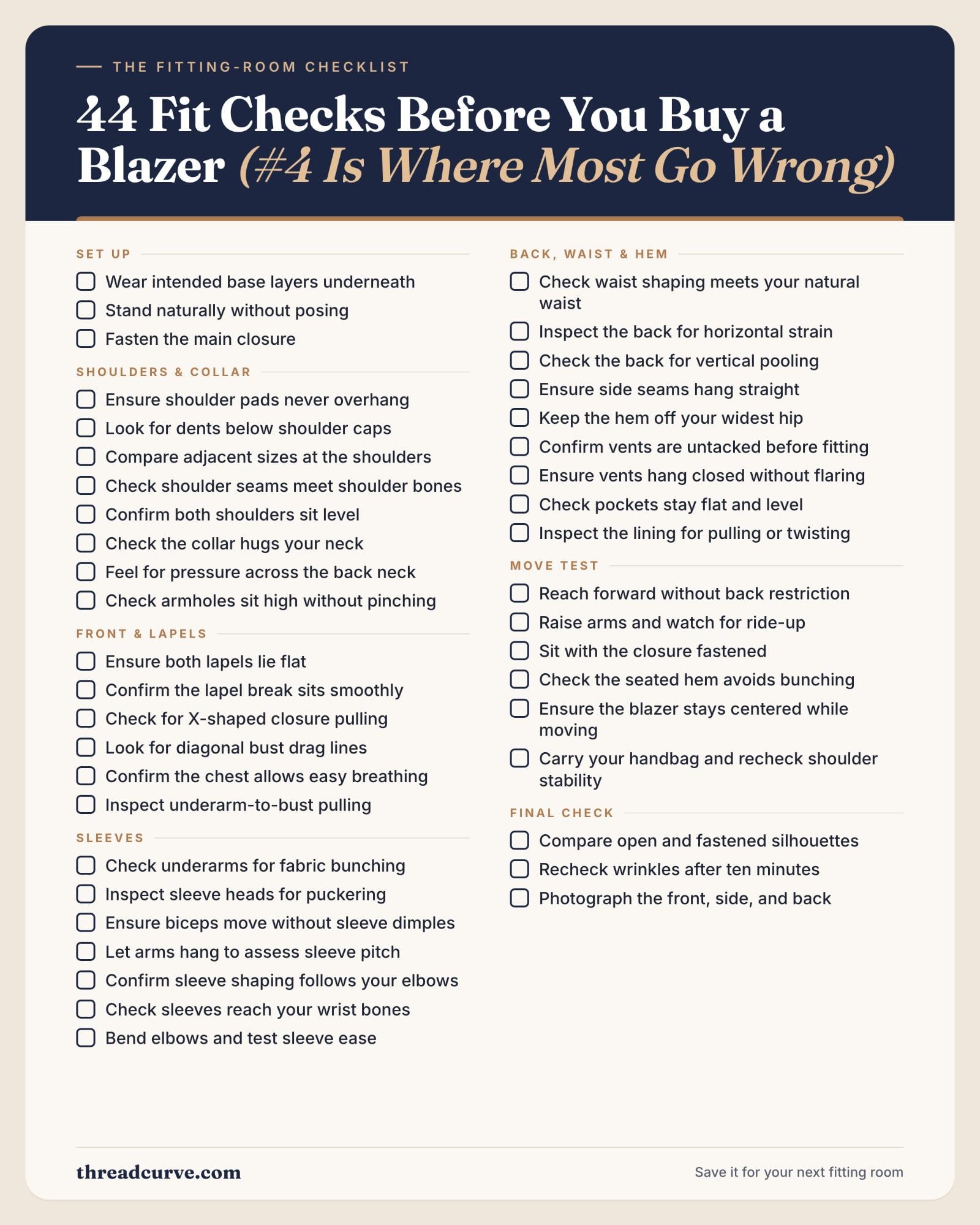 Blazer fit buying checklist