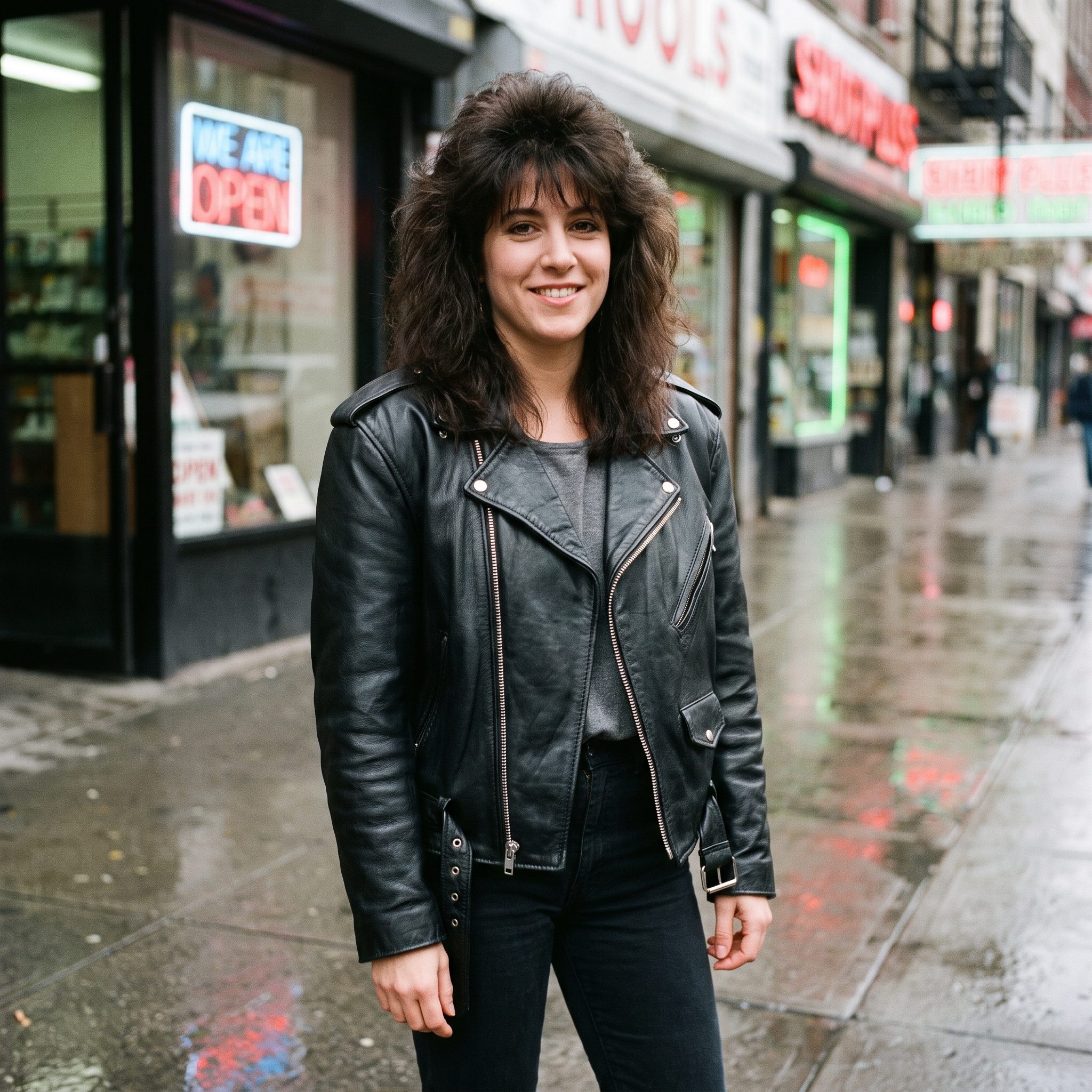A Broad-Shouldered Leather Biker Jacket Thrown Over Everything