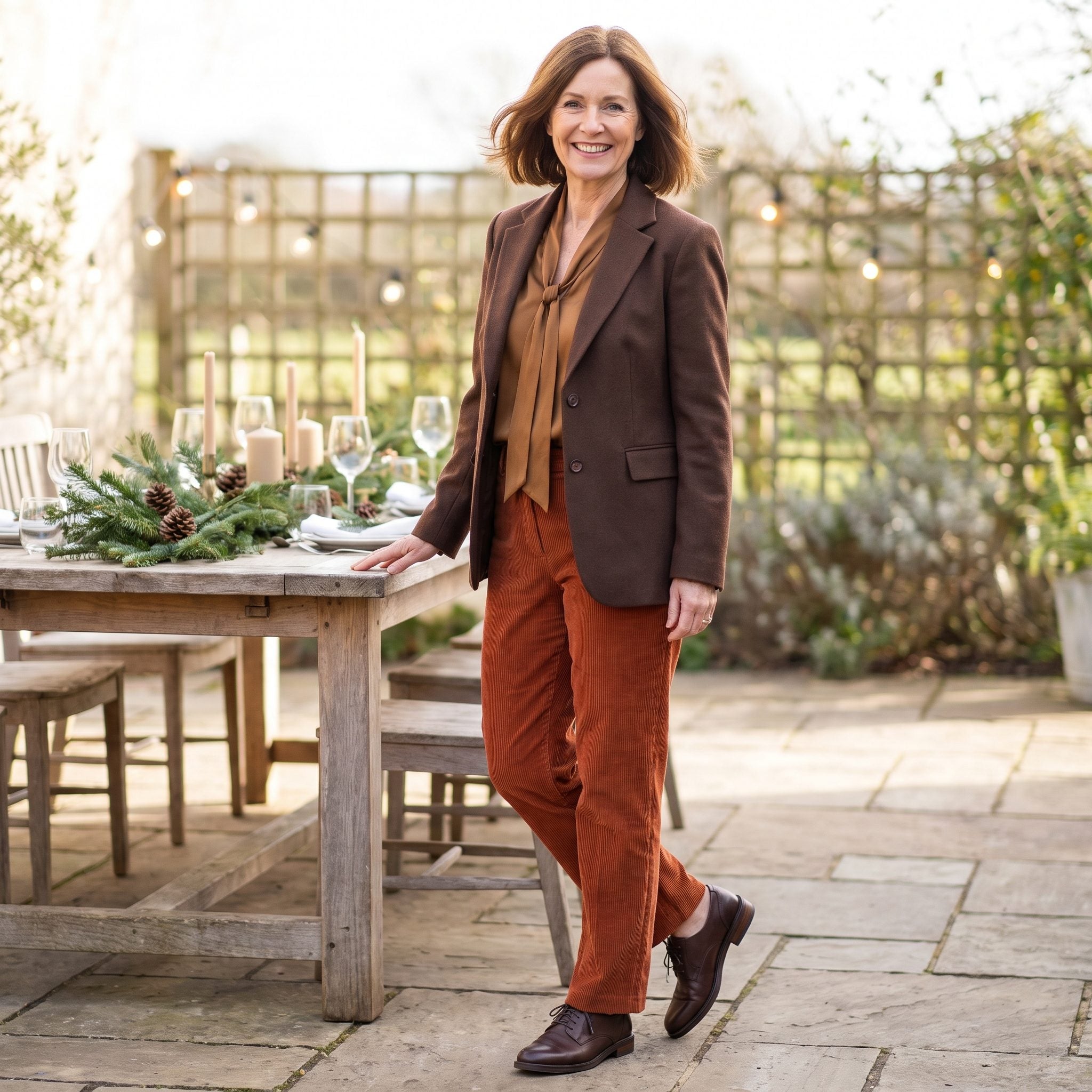 Burnt-Orange Corduroy with Derby Shoes