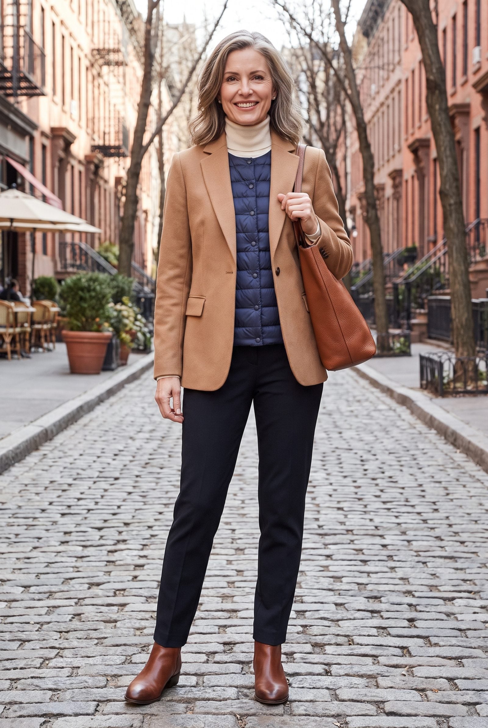 Button a Thin Down Vest Under a Blazer