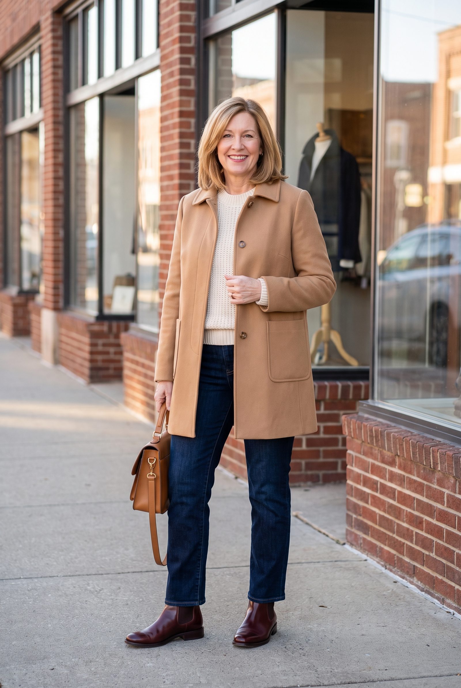 Camel Car Coat + Oxblood Chelsea Boots