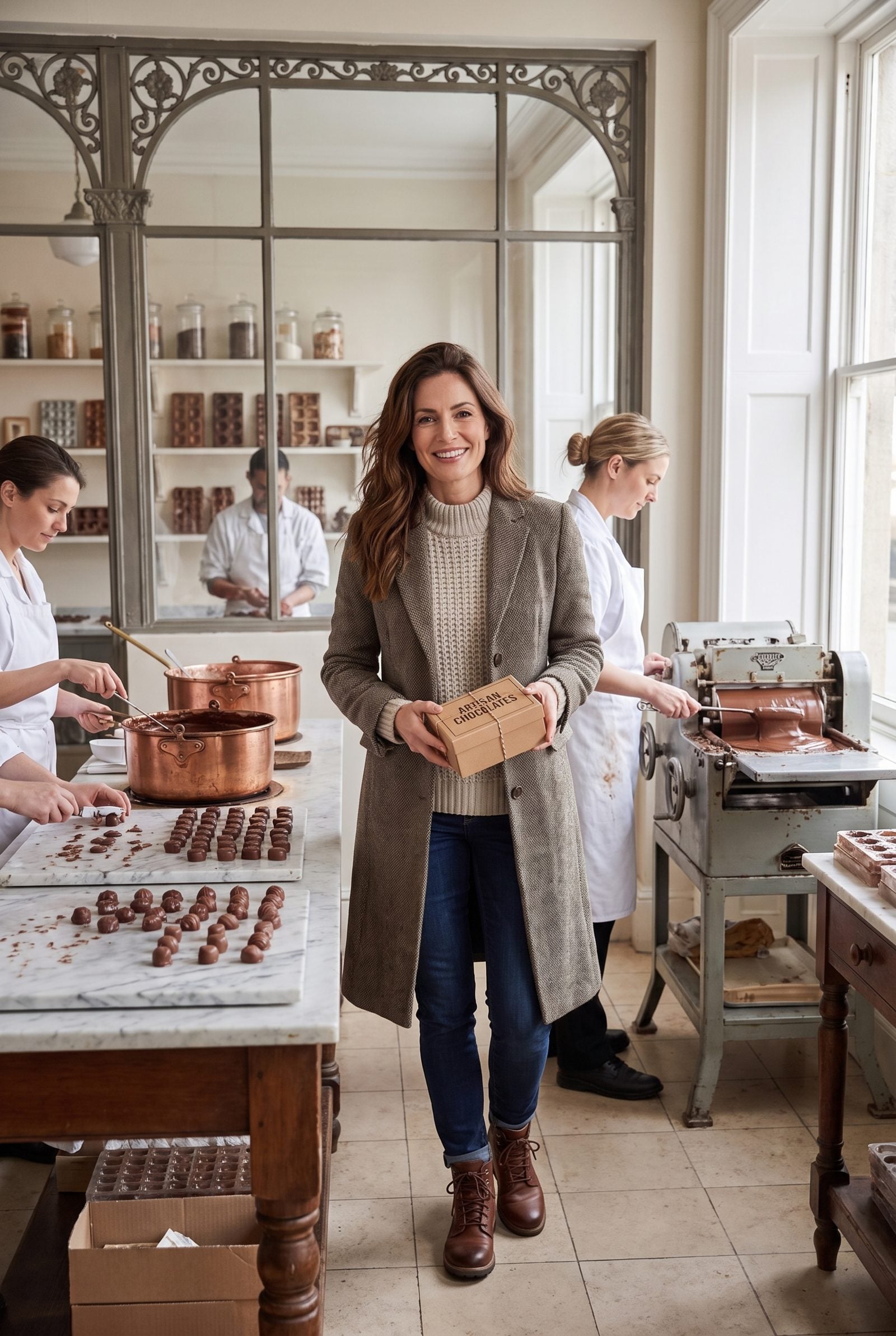 Candy Kitchens Making Chocolates Behind Glass