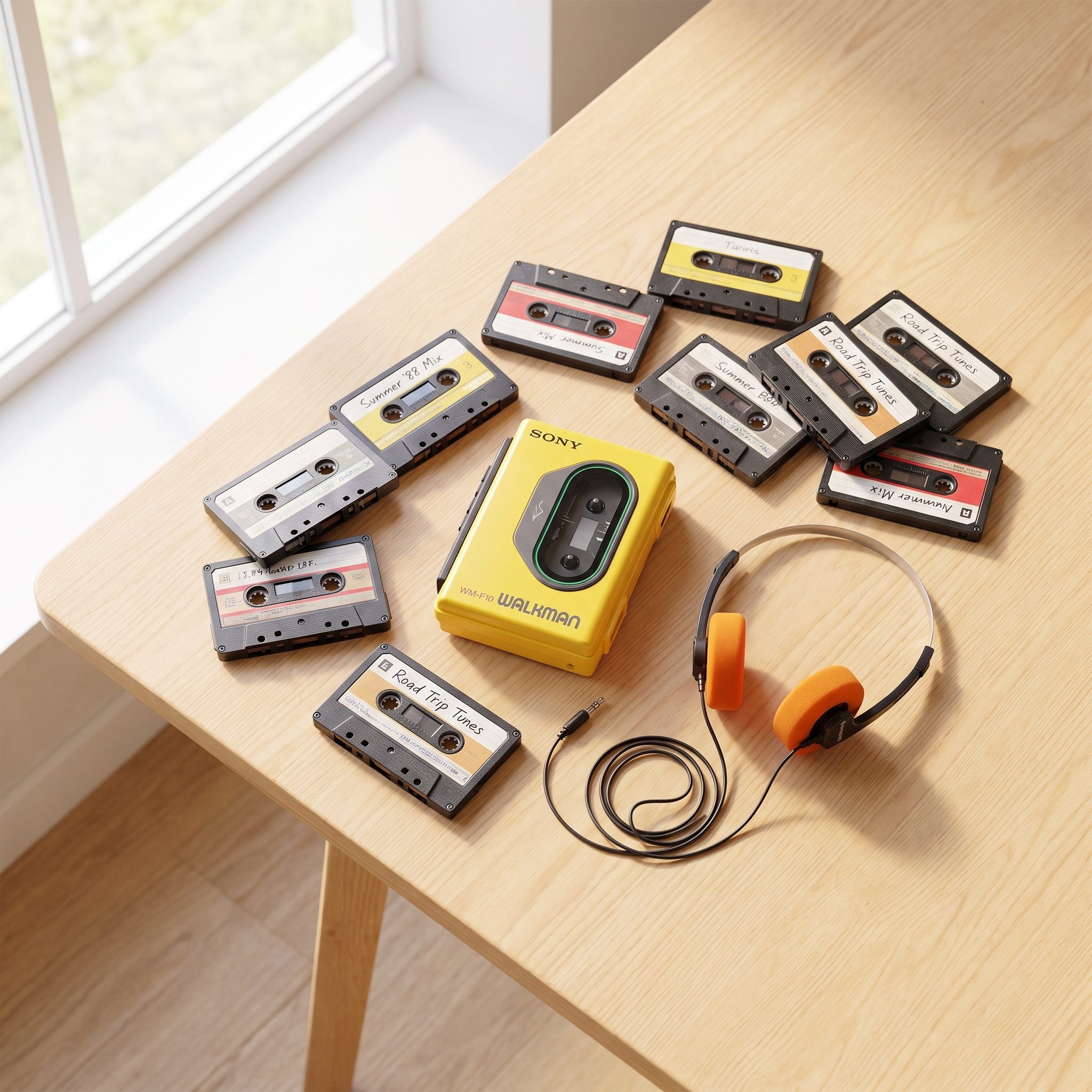 A Cassette Walkman With Lightweight Headphones