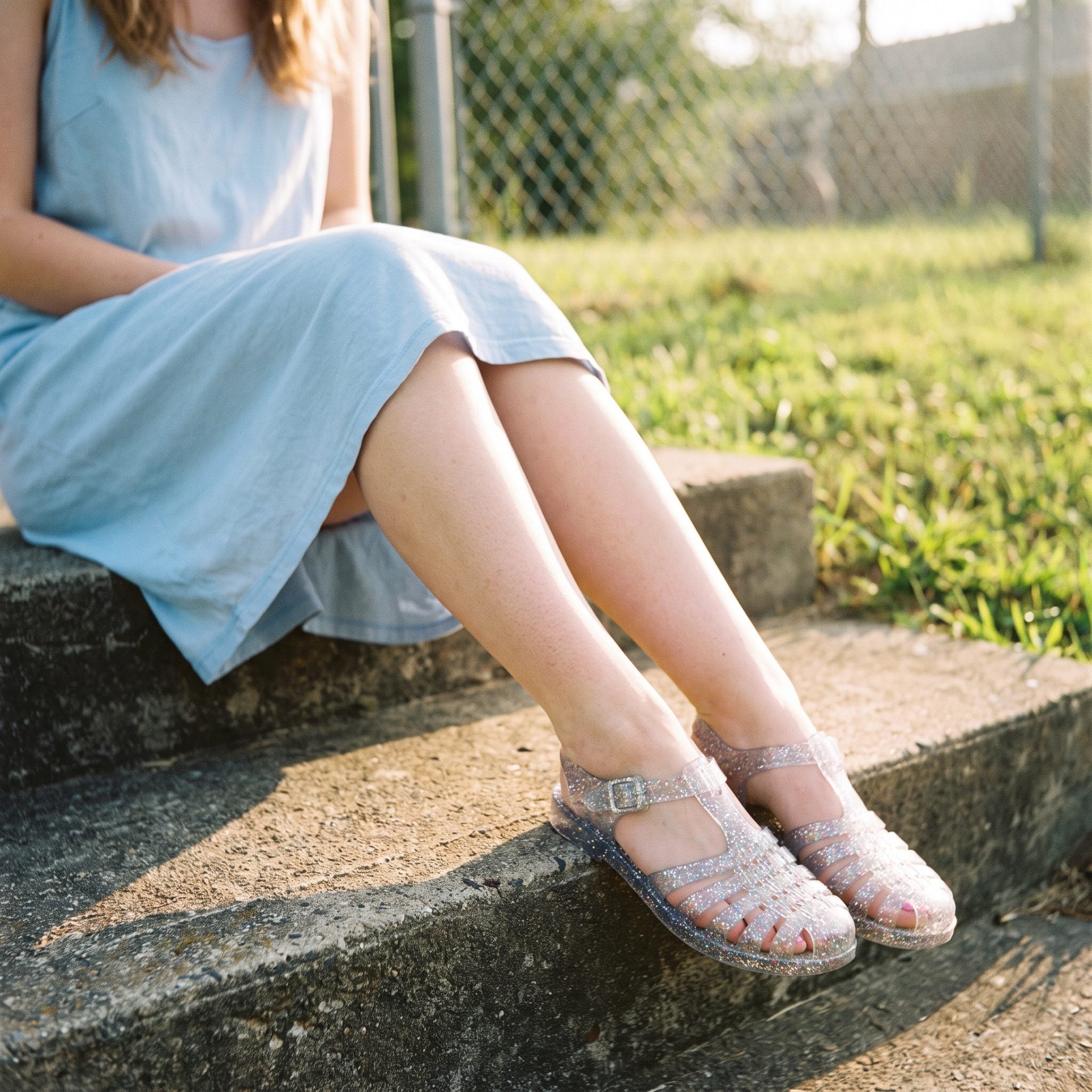 Clear Glitter Jelly Sandals That Squeaked All Summer and Nobody Cared