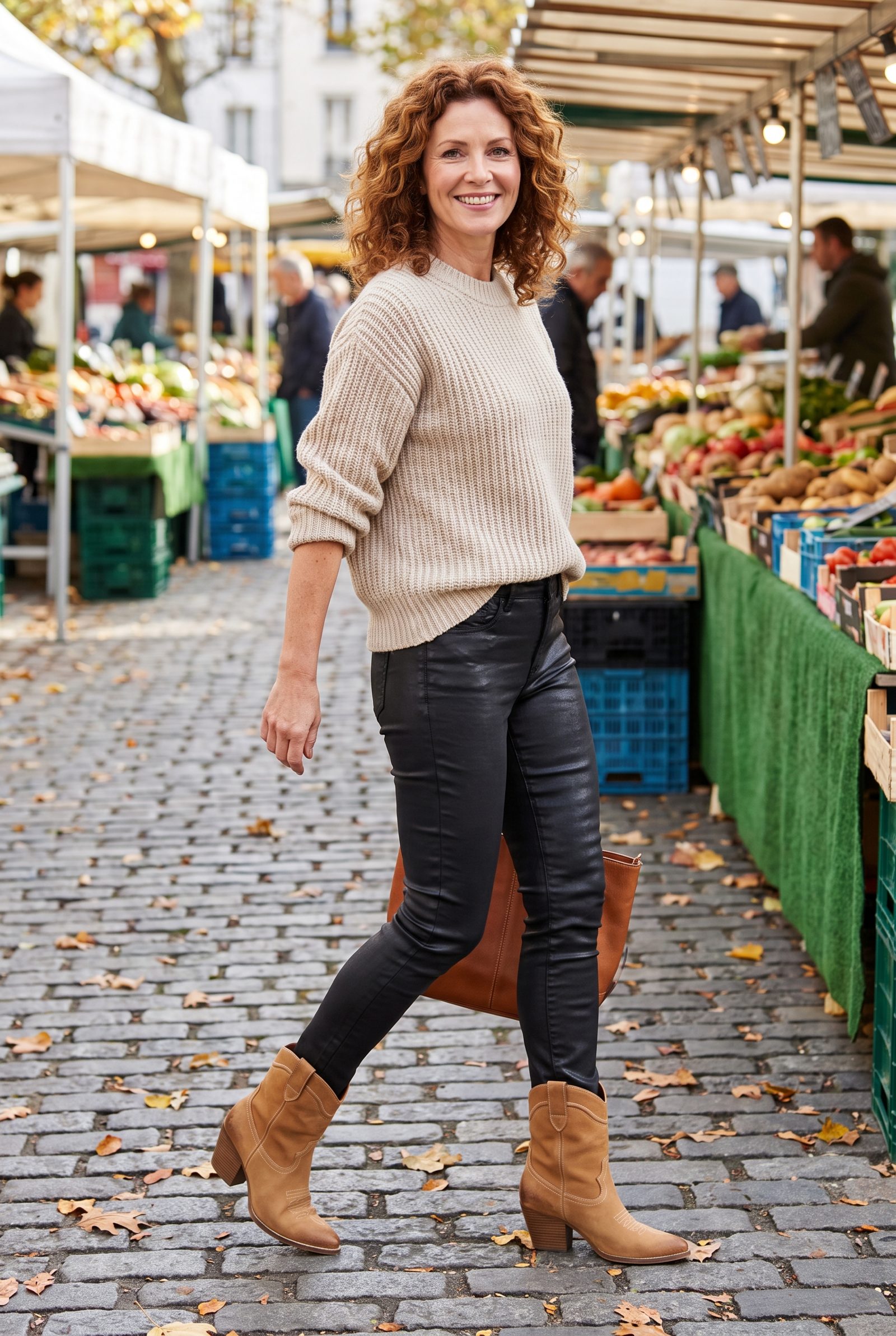 Coated Black Jeans With Western Ankle Boots
