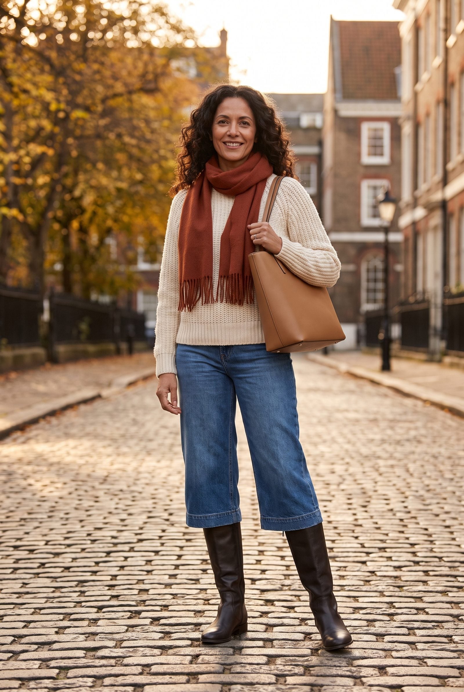 Cropped Wide-Leg Jeans Leaving an Awkward Strip Above the Boots