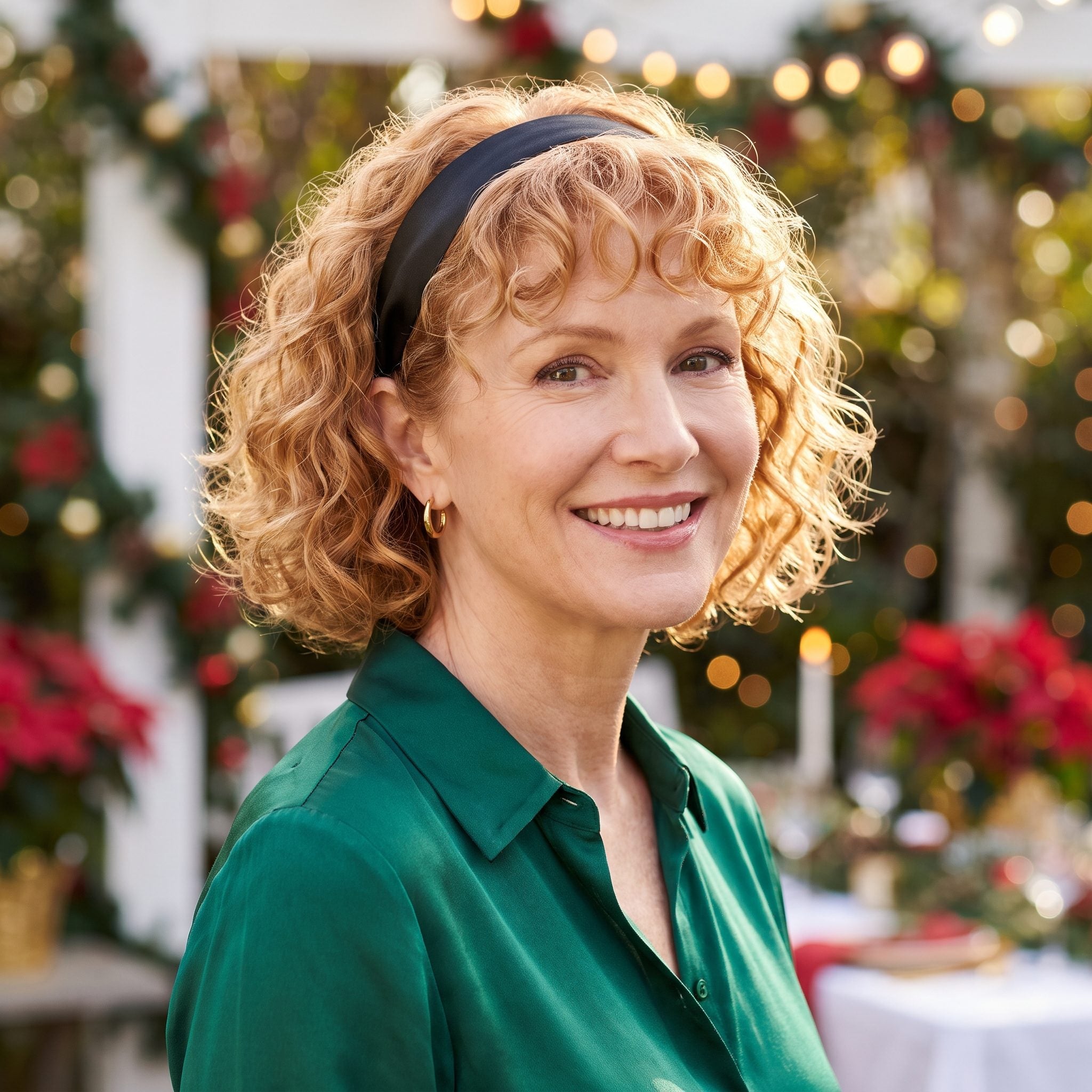 Curly Bob With a Slim Ribbon Headband