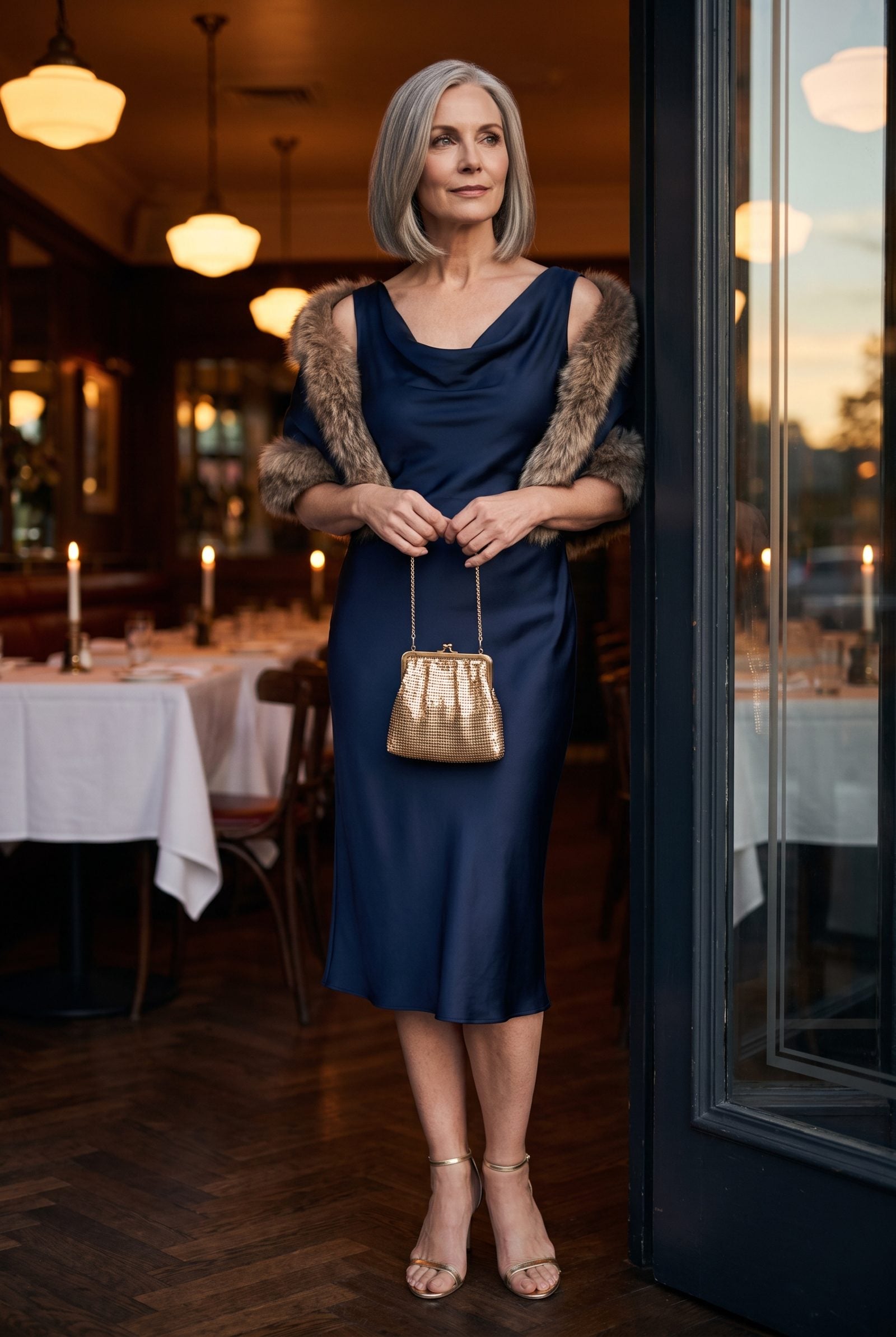 The Daytime Handbag Was Replaced With a Small Evening Bag After Dark