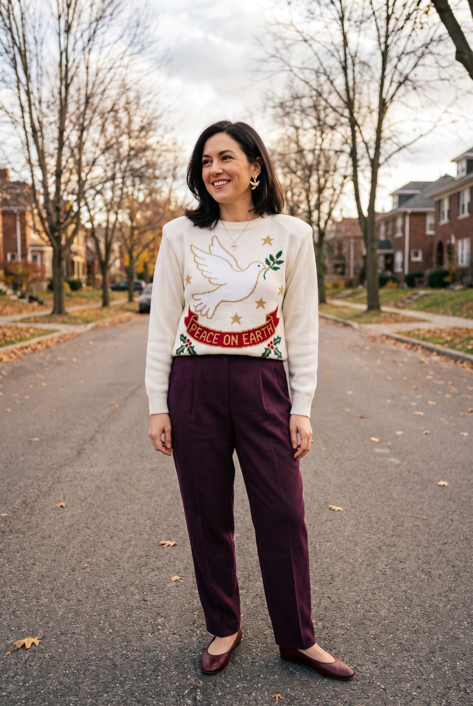 The Dove-and-Peace Banner Christmas Sweater