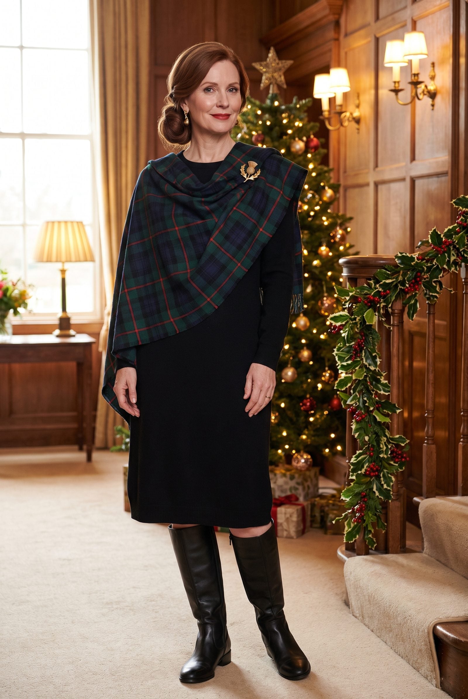 Drape a Tartan Wrap Over One Shoulder