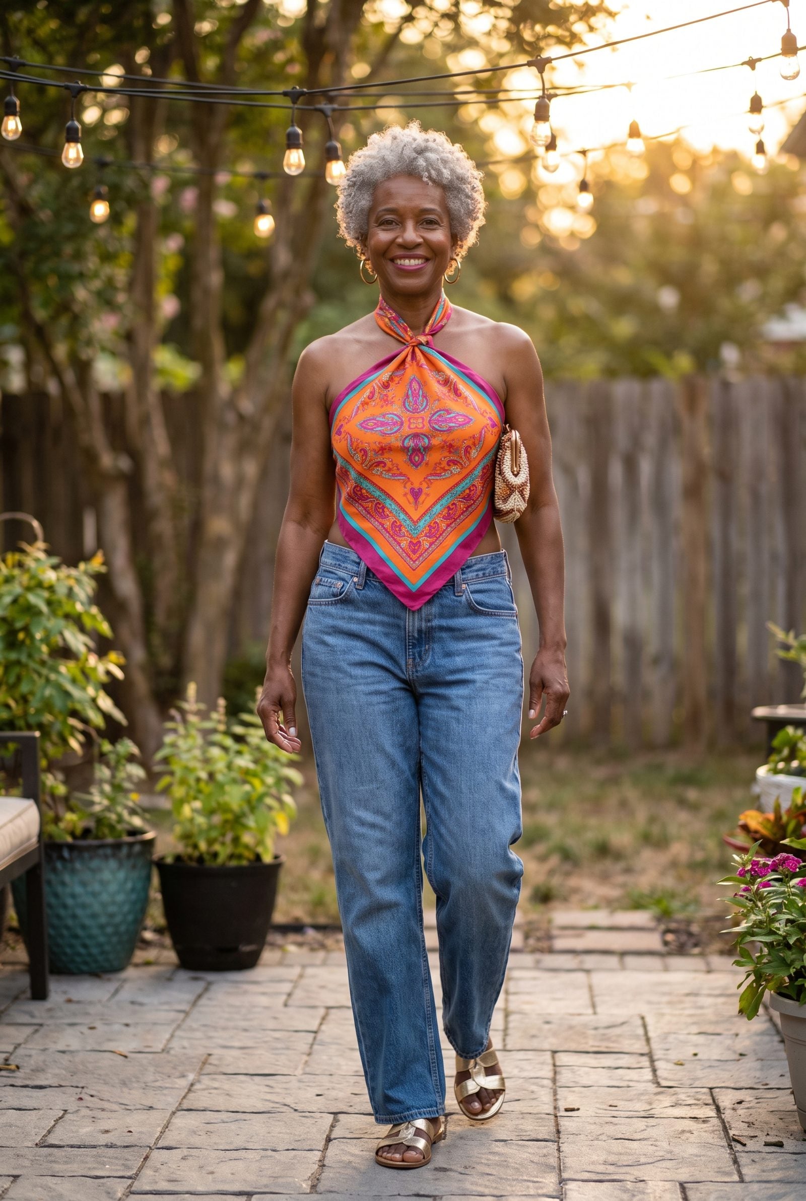 The Early-2000s Scarf Top With Relaxed Low-Rise Jeans