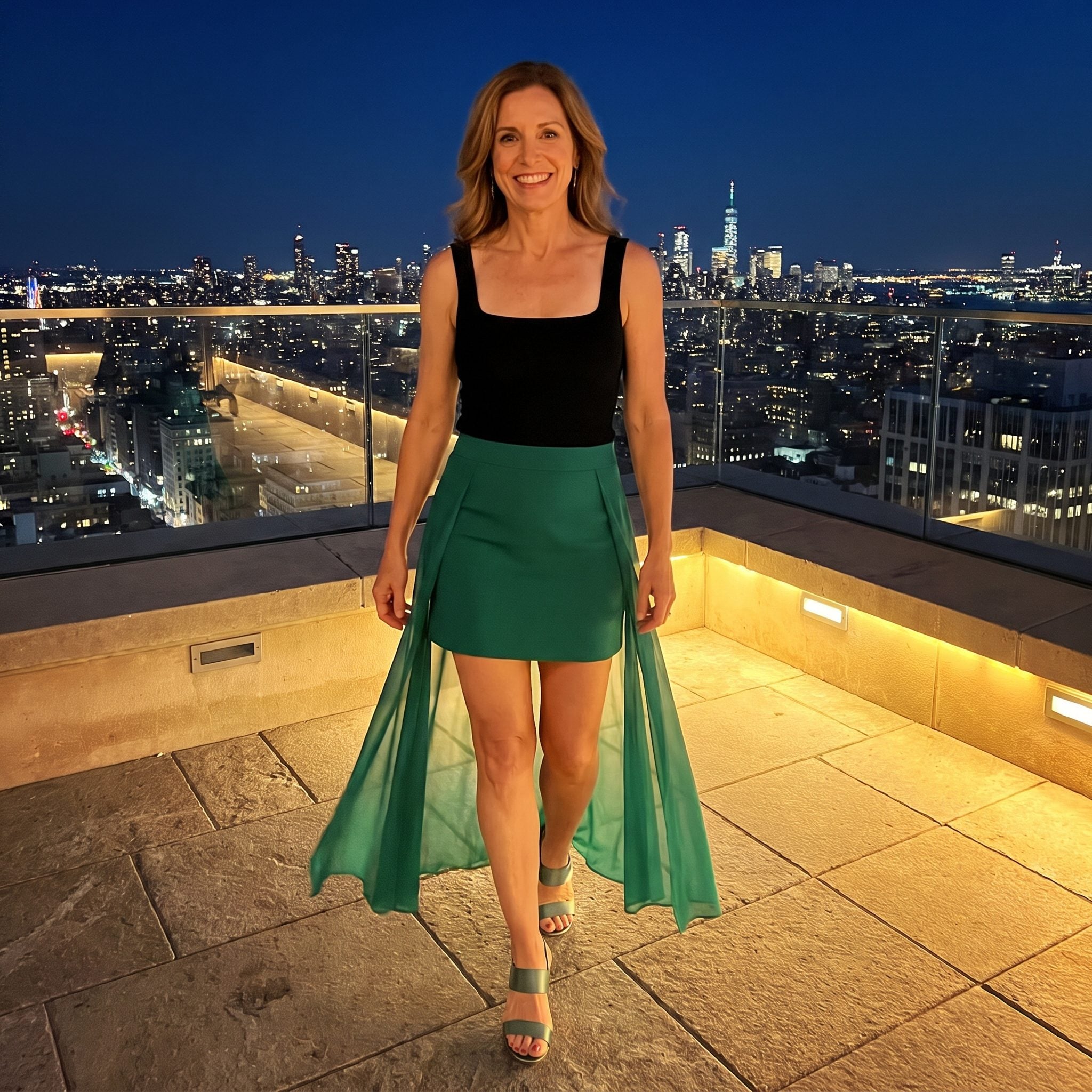 Emerald Tailored Mini with a Split Chiffon Underlayer