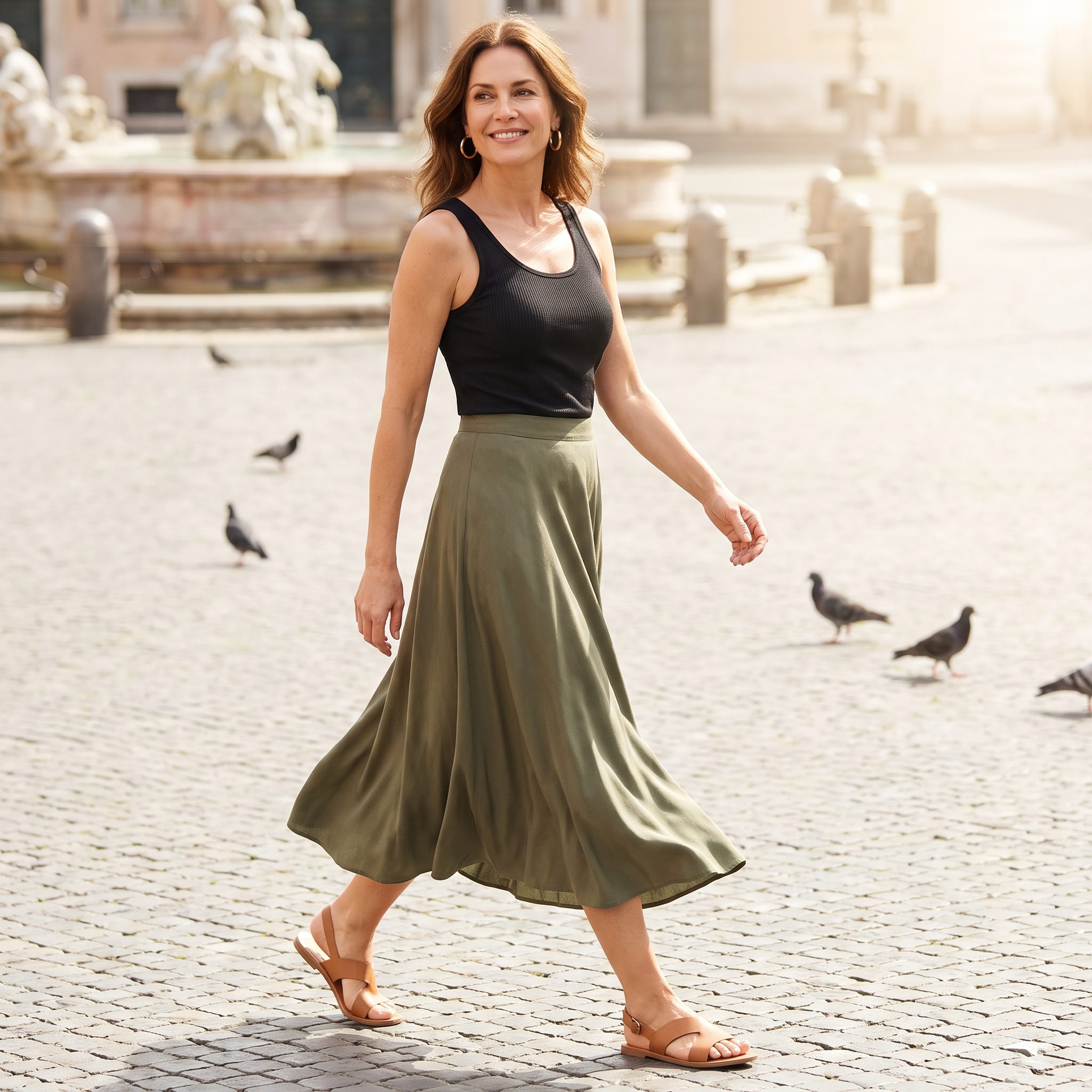 A Fitted Tank Above a Skirt That Moves