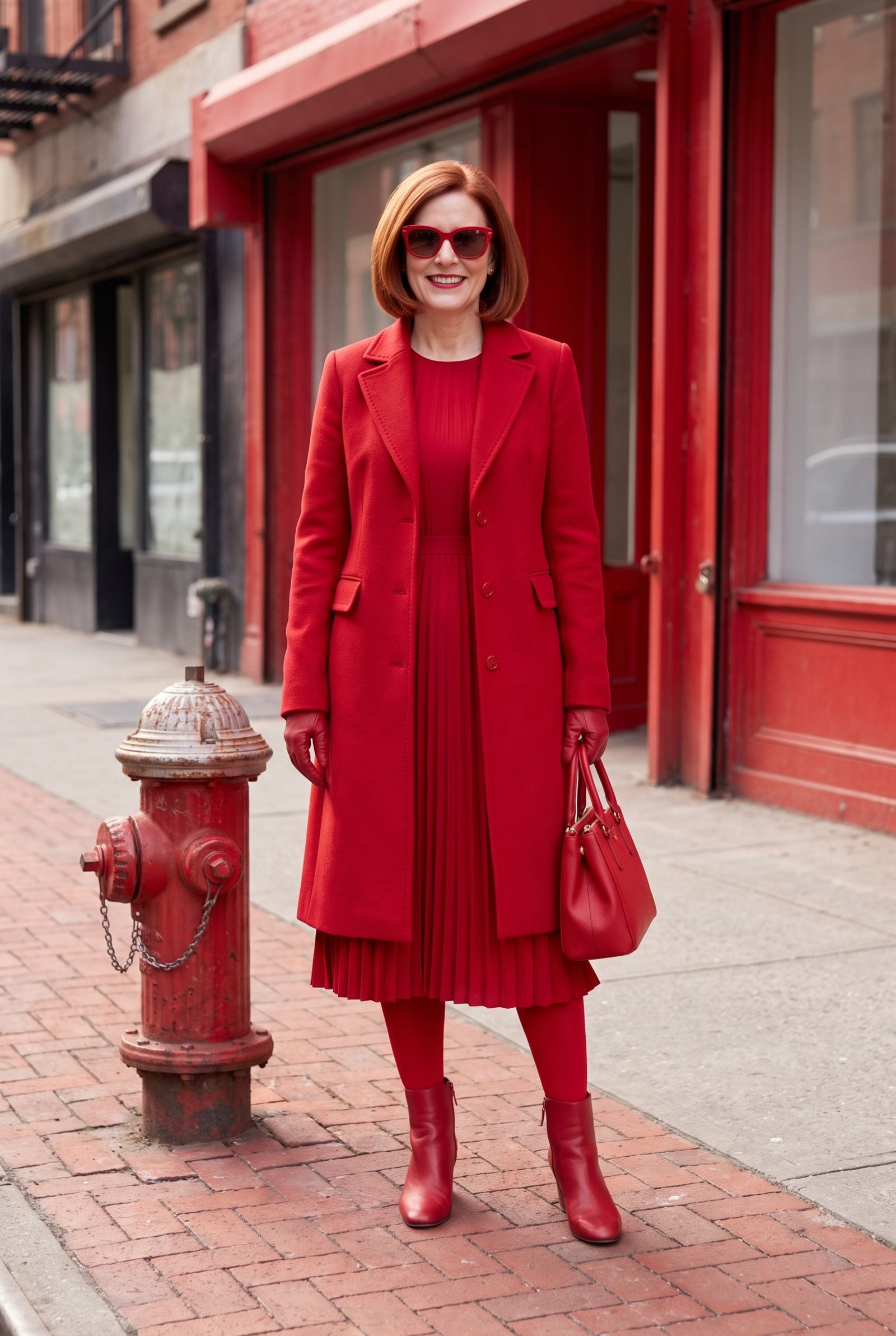 Head-to-Toe Christmas Red With Nothing to Break It